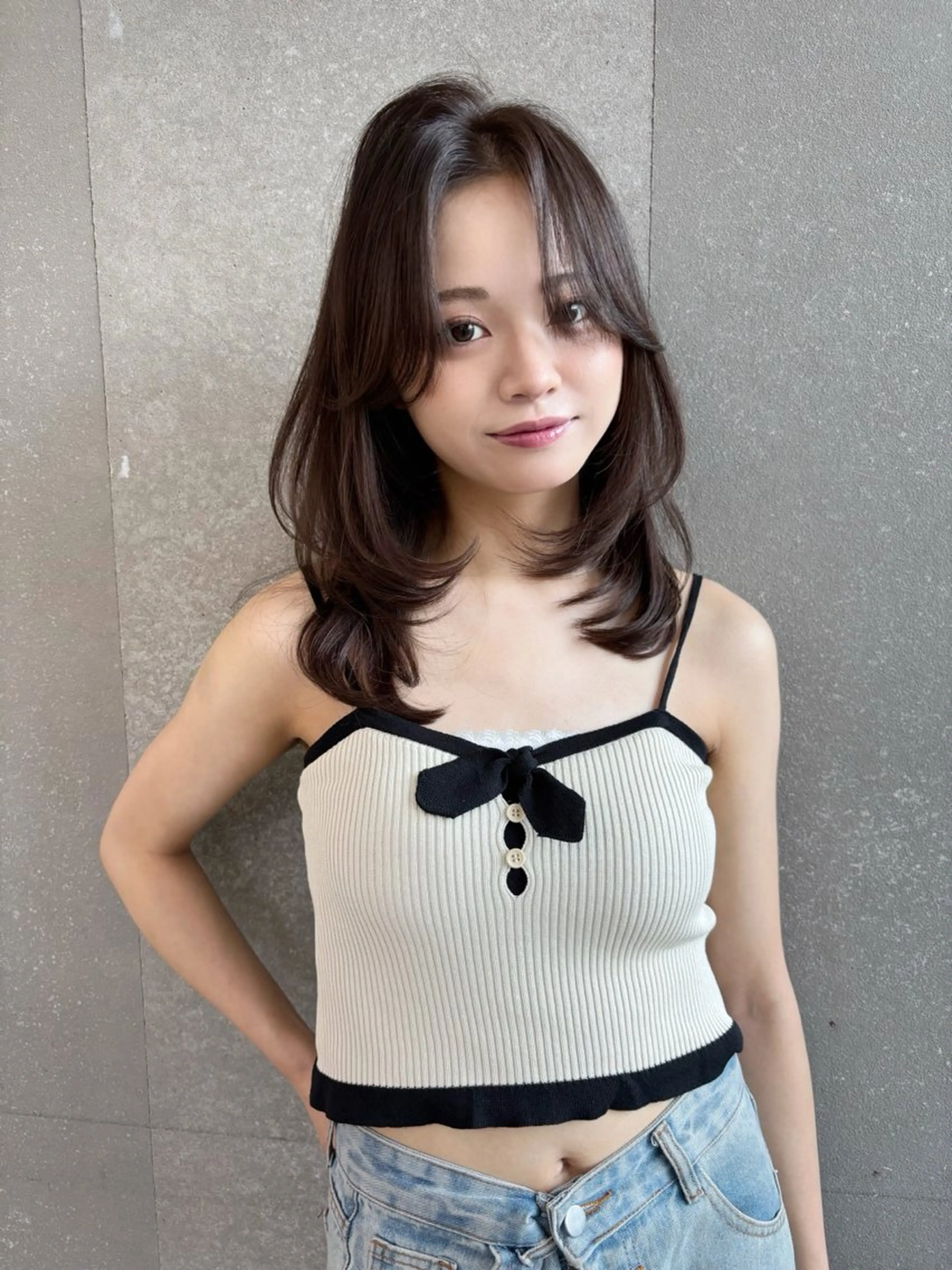 ミディアム カラー ベージュカラー レイヤーカット 縮毛矯正 【博多髪質改善】 吉村　清志のヘアスタイル