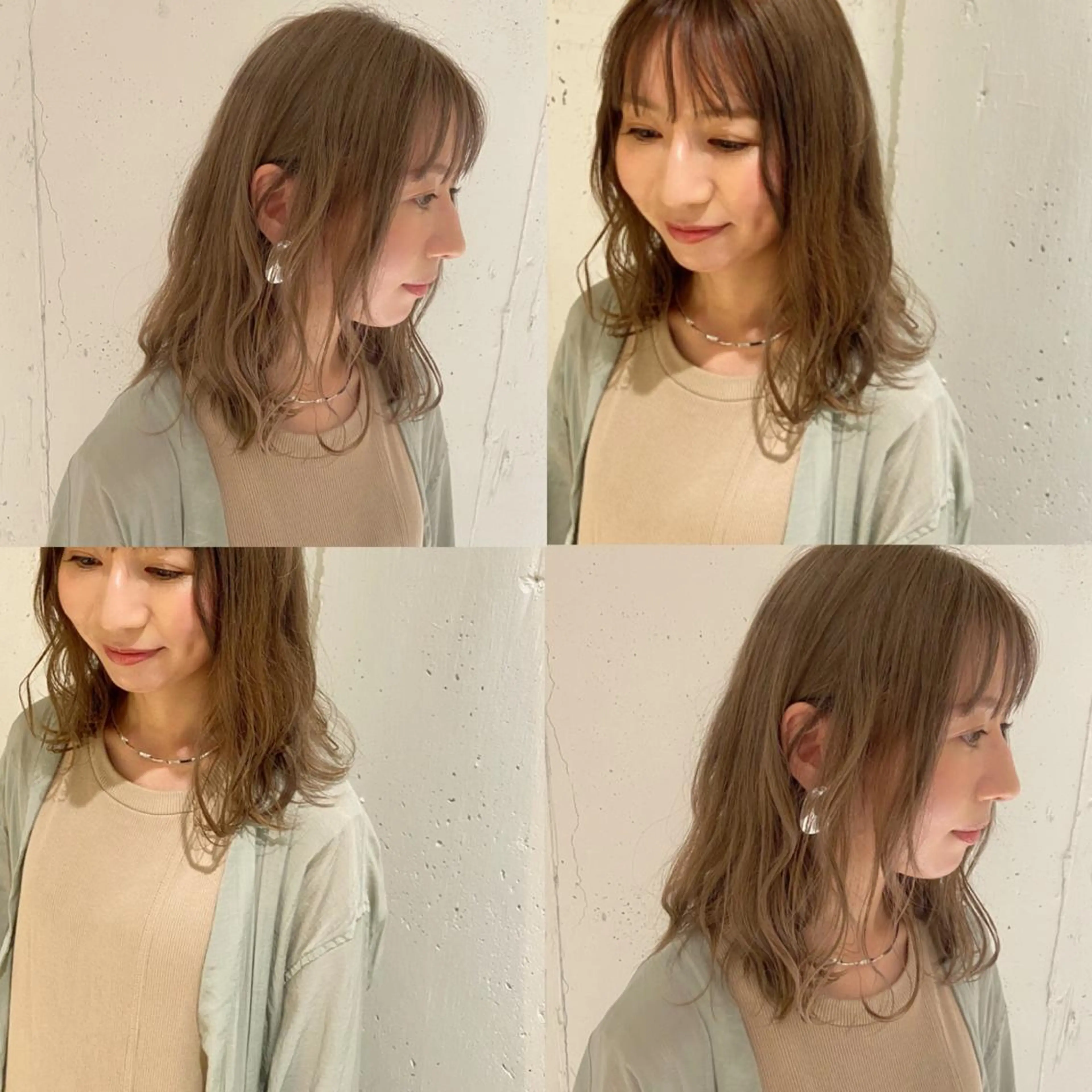 ミディアム カラー ベージュカラー カジュアルを女っぽく 𝗮𝘆𝗮𝗰𝗼のヘアスタイル