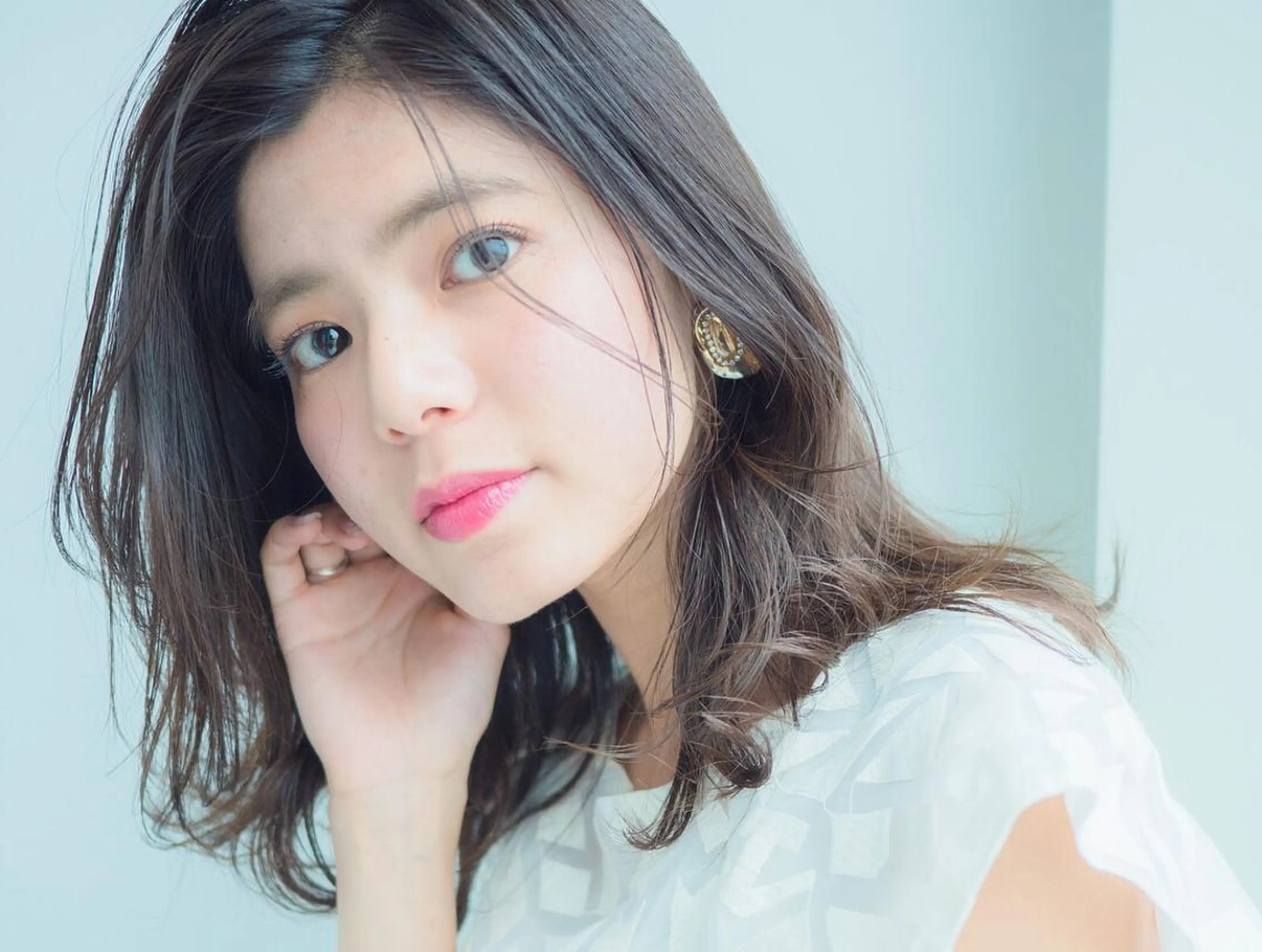 ミディアム カラー パーマ ミディアムパーマ デジタルパーマ 水口 英里のヘアスタイル