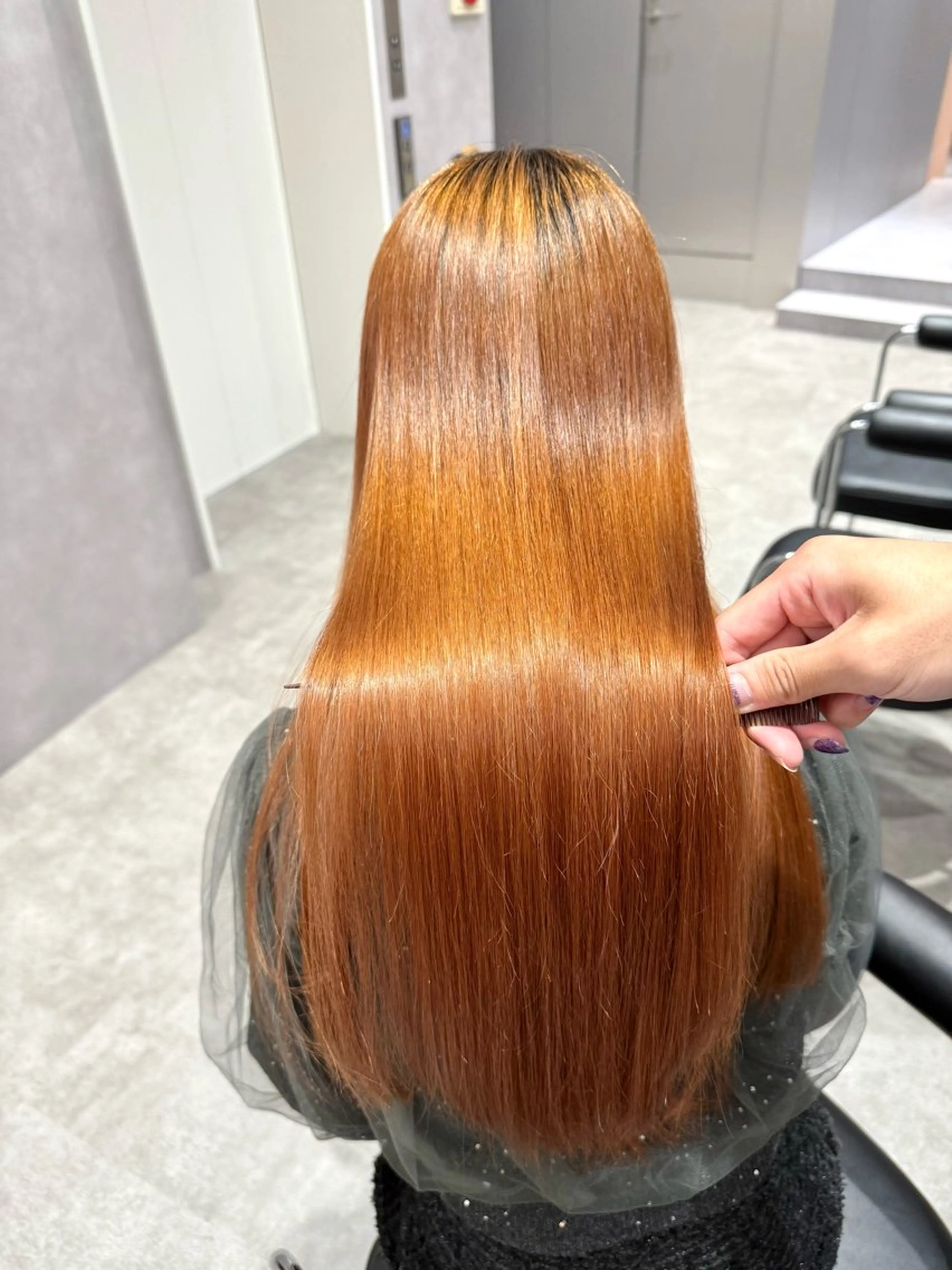 ロング カラー パーマ ヘアアレンジ 髪質改善 縮毛矯正 トリートメント ストレートパーマ 縮毛矯正 トリートメント 縮毛矯正/髪質改善/ ブリーチ毛/木元渓太のヘアスタイル