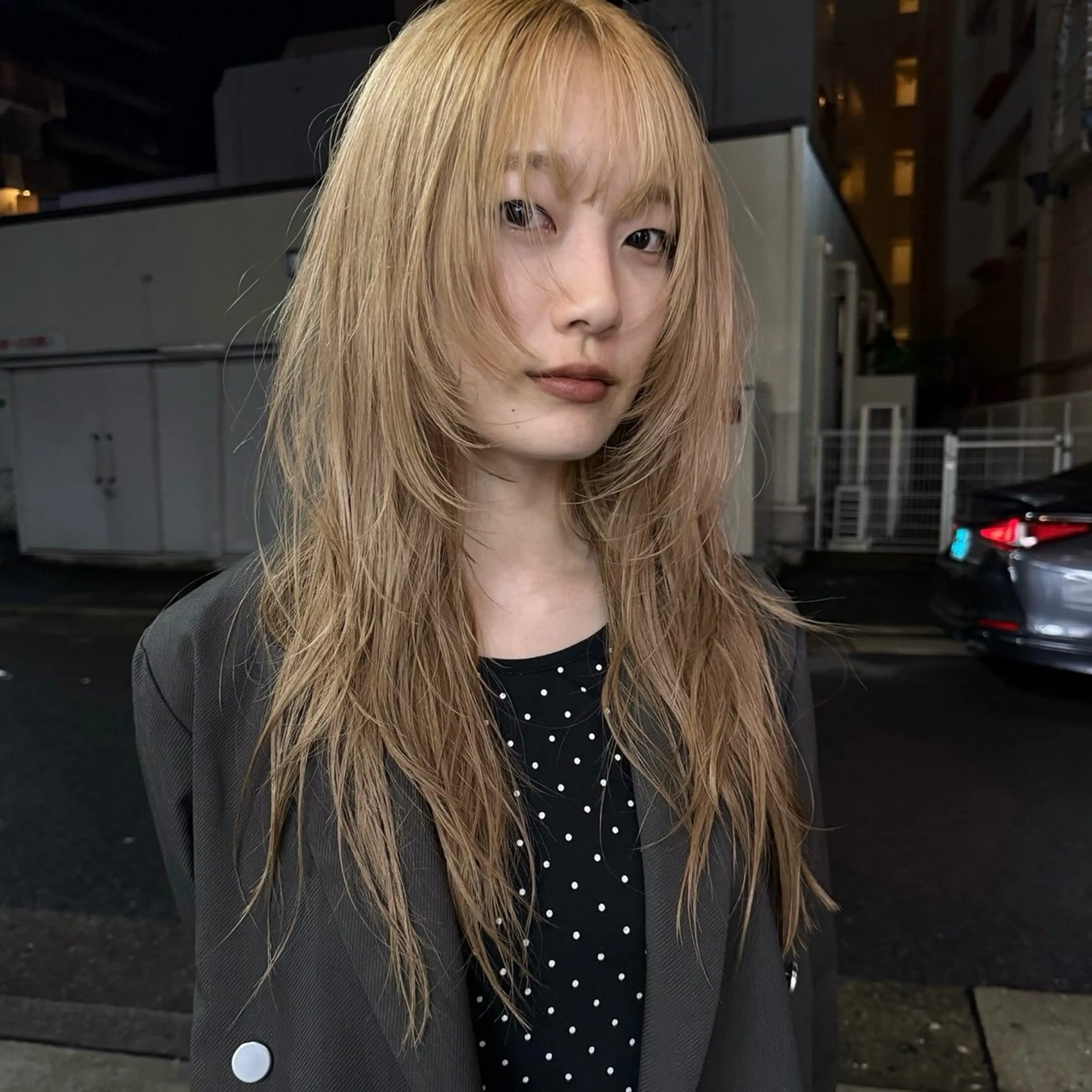 ロング カラー ハッシュカット カット ヘアカラー 舟橋耀/ブリーチカラ ー/レイヤーカットのヘアスタイル