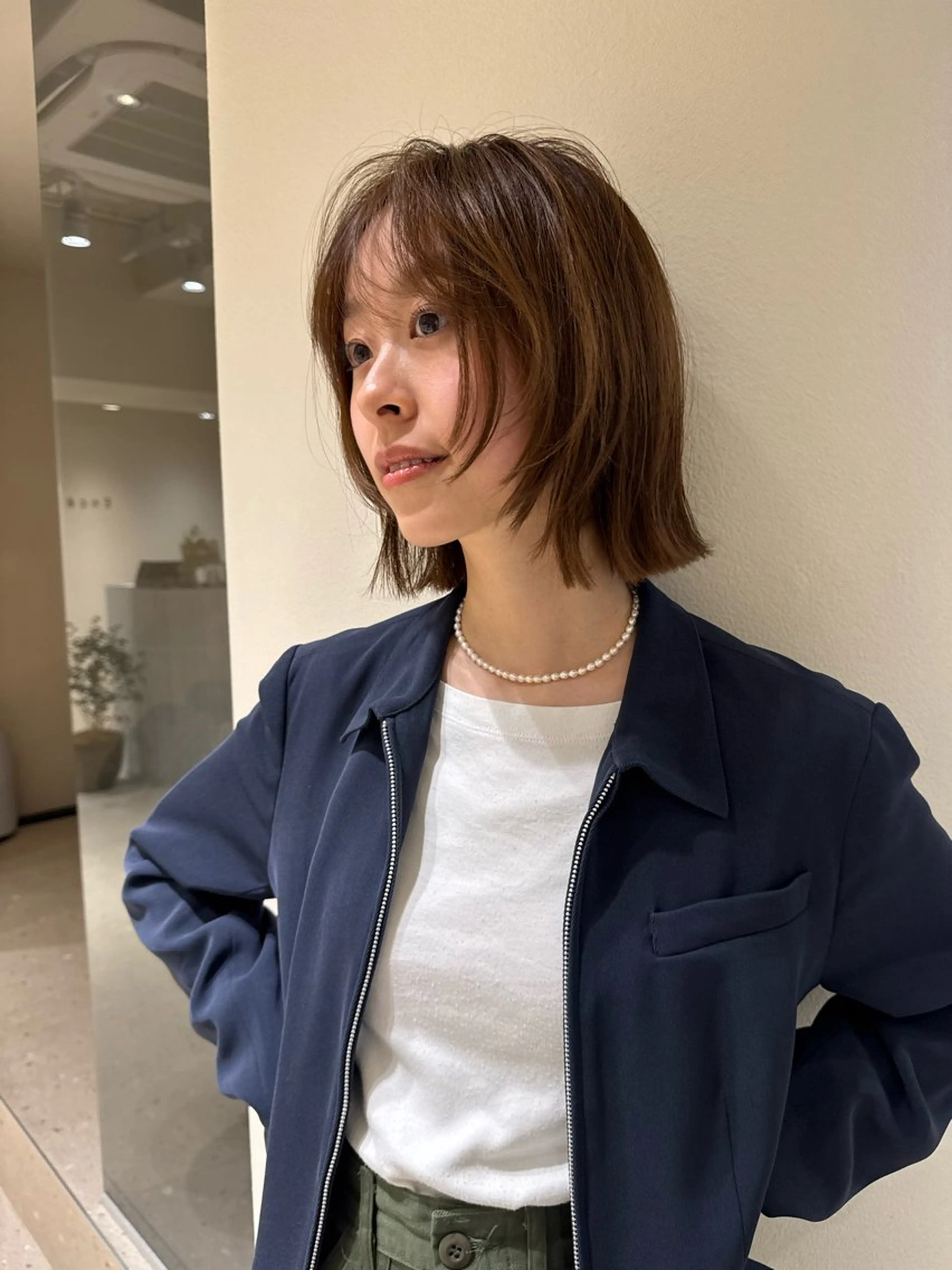 ミディアム ボブレイヤー ボブ レイヤーカット 吉田 愛美のヘアスタイル