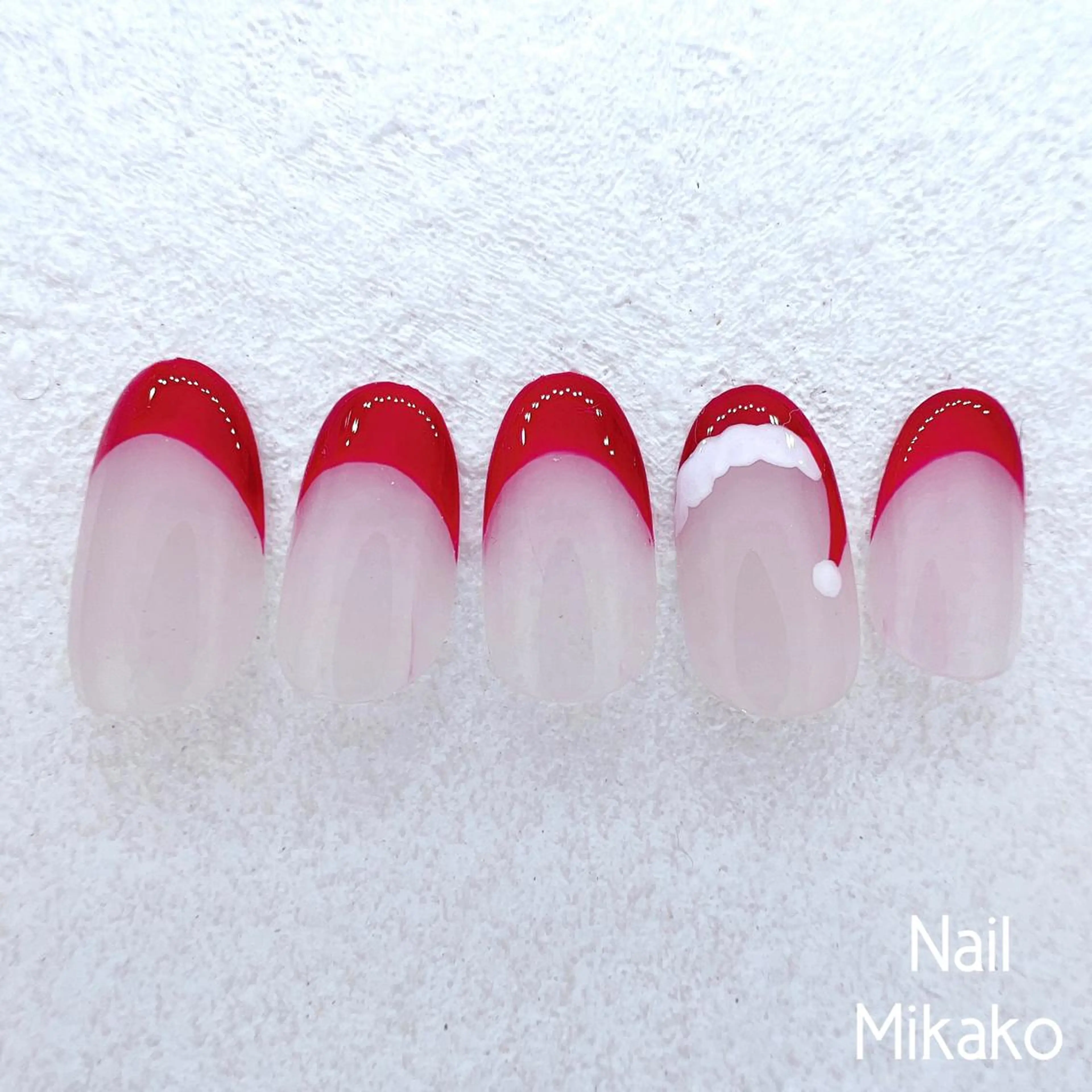 ネイル フレンチネイル 赤色 冬ネイル クリスマス Nail Mikakoのネイルデザイン