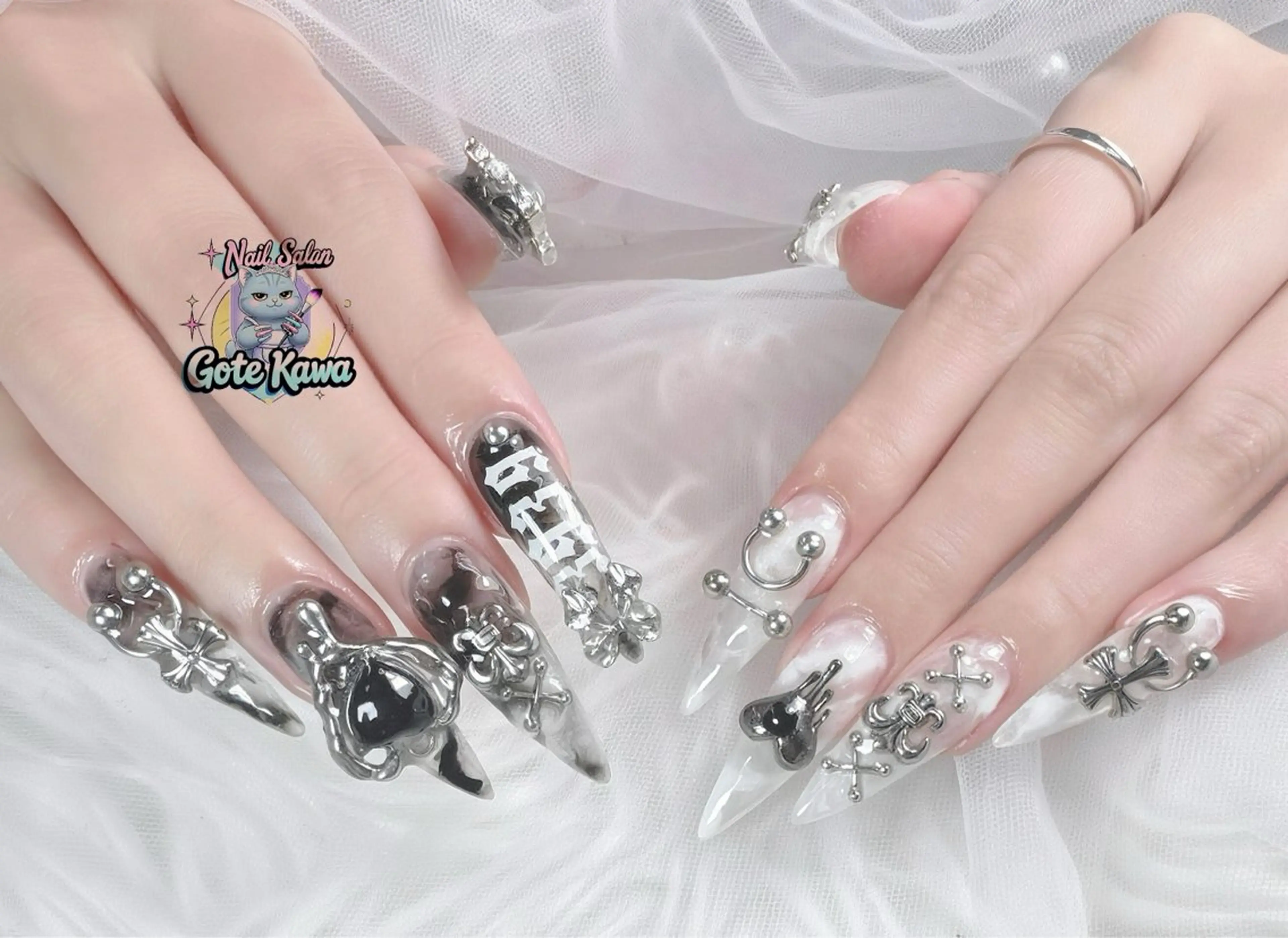 ネイル 大理石ネイル(マーブル) ハンドネイル ハンドケア Gote Kawa nail salonのネイルデザイン