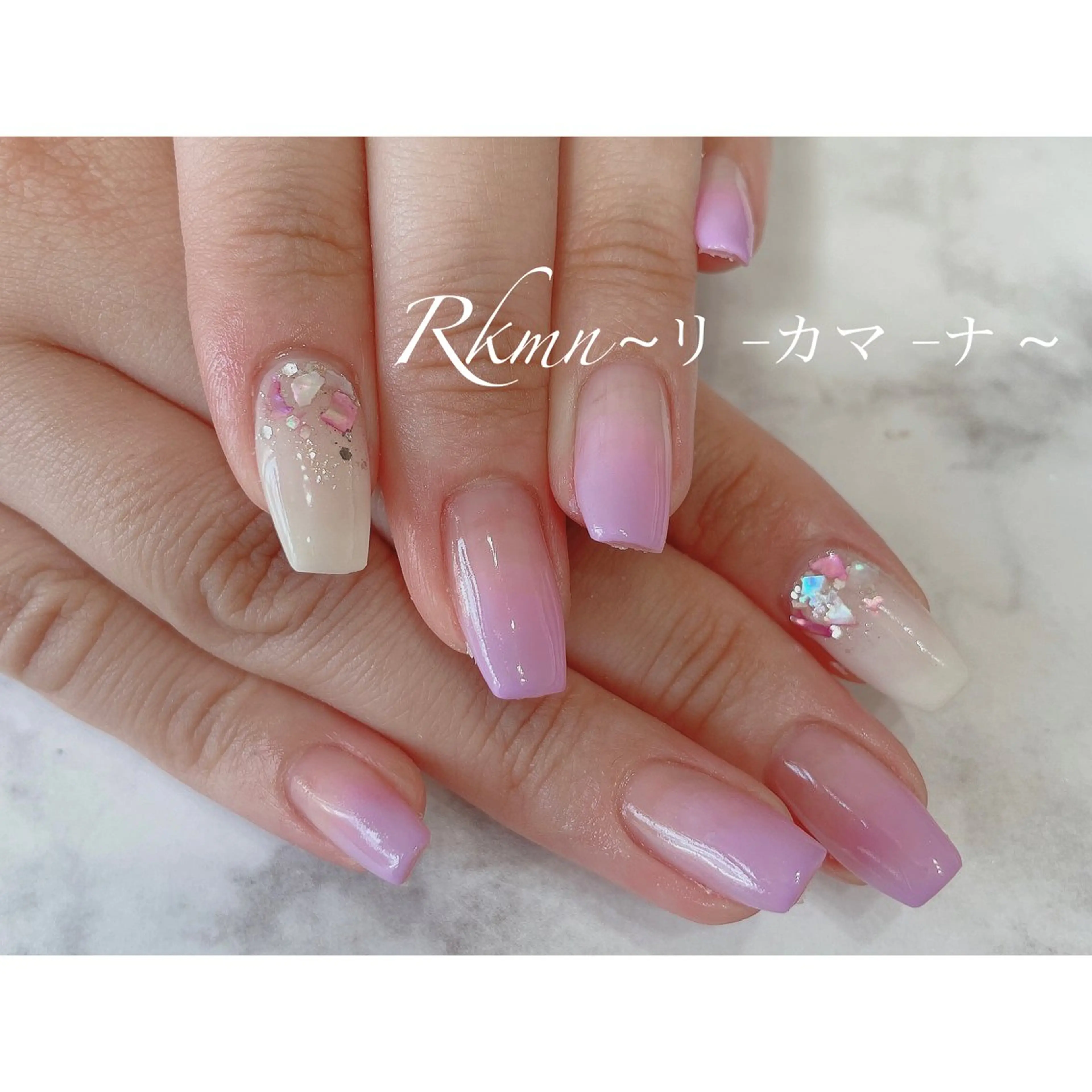 ネイル アートネイル グラデーション ピンク 春ネイル ハンドネイル フットネイル ハンドケア Rkmn ~リ-カマ-ナ~のネイルデザイン