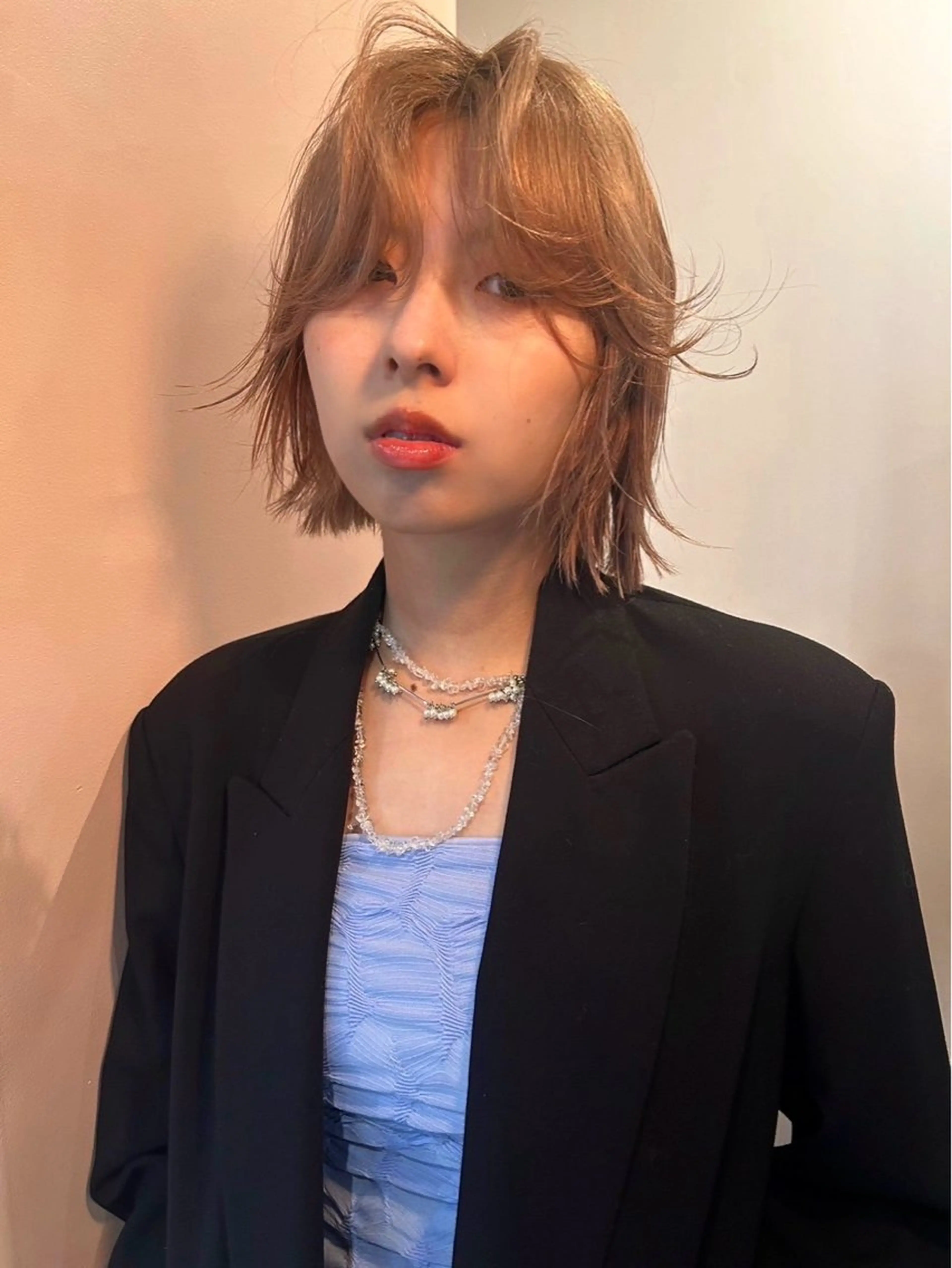 セミロング カラー ヘアアレンジ ベージュカラー ブリーチ ピンクカラー 🎀suzuna 透明感colorのヘアスタイル