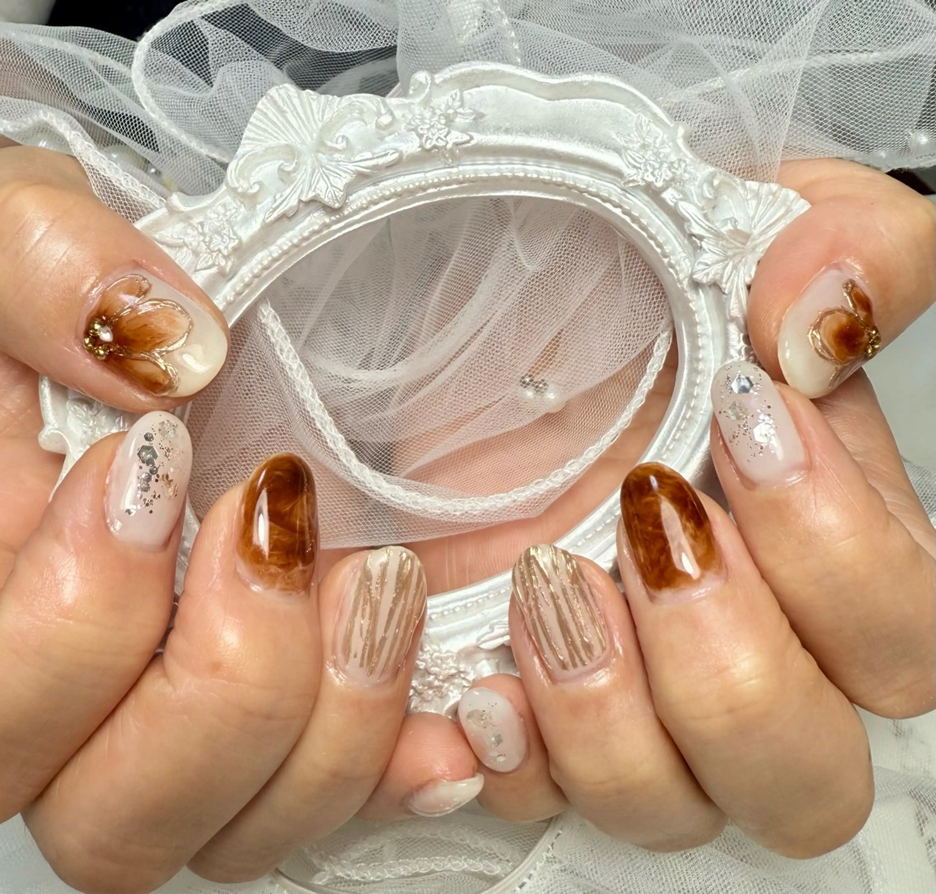 ネイル アートネイル チークネイル フレンチネイル ガラスフレンチ 氷ネイル・うるうるネイル M.N_ nailのネイルデザイン