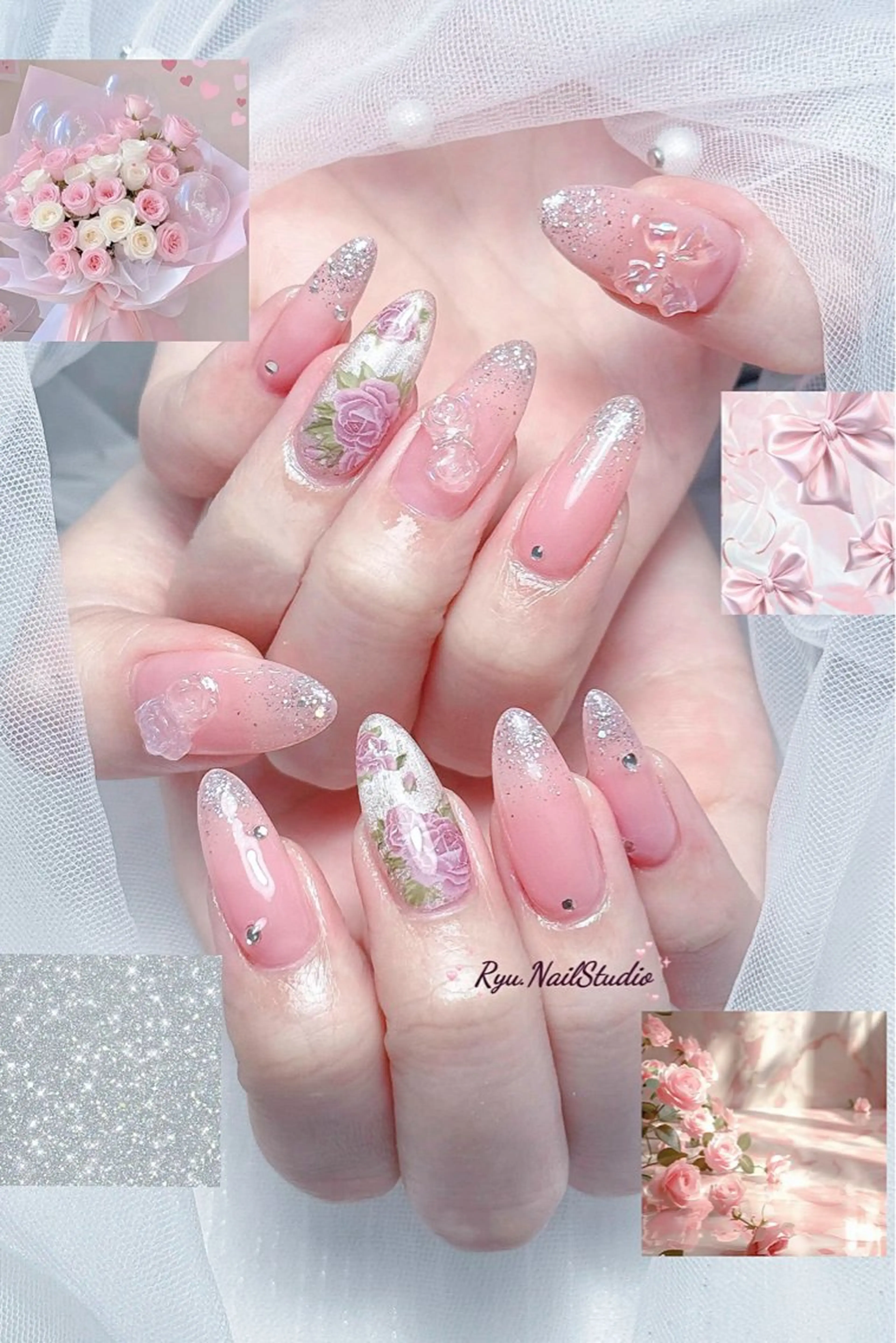 ネイル アートネイル フレンチネイル ジェルネイル キラキラネイル ニュアンスネイル ハンドネイル Ryu Nail Studio所属・Ryu Nail YukiChanのネイルデザイン