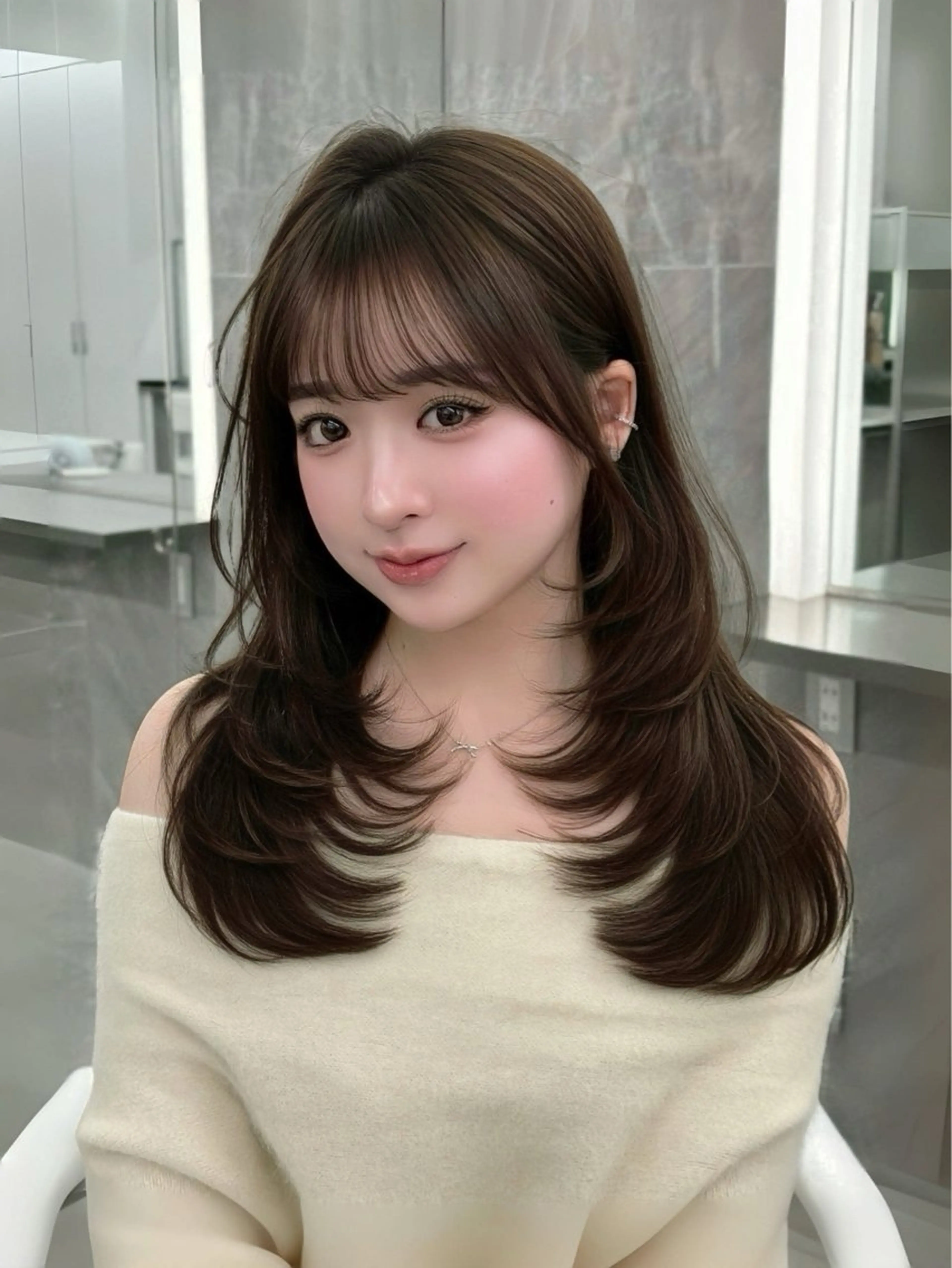 セミロング カラー 透明感カラー / 艶カラー/ あいりのヘアスタイル