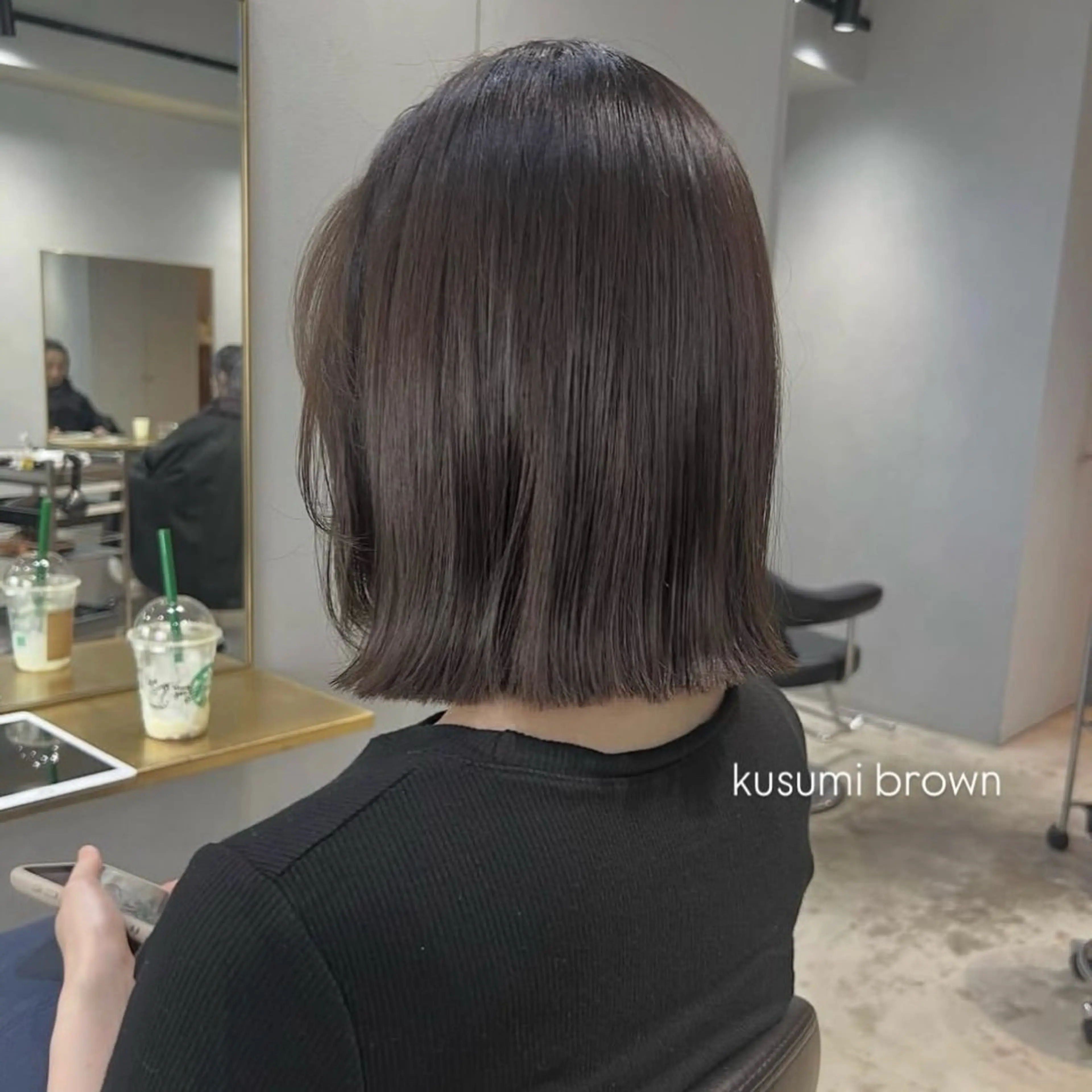 ミディアム カラー ヘアカラー トリートメント akane/ボブ /オリーブベージュのヘアスタイル