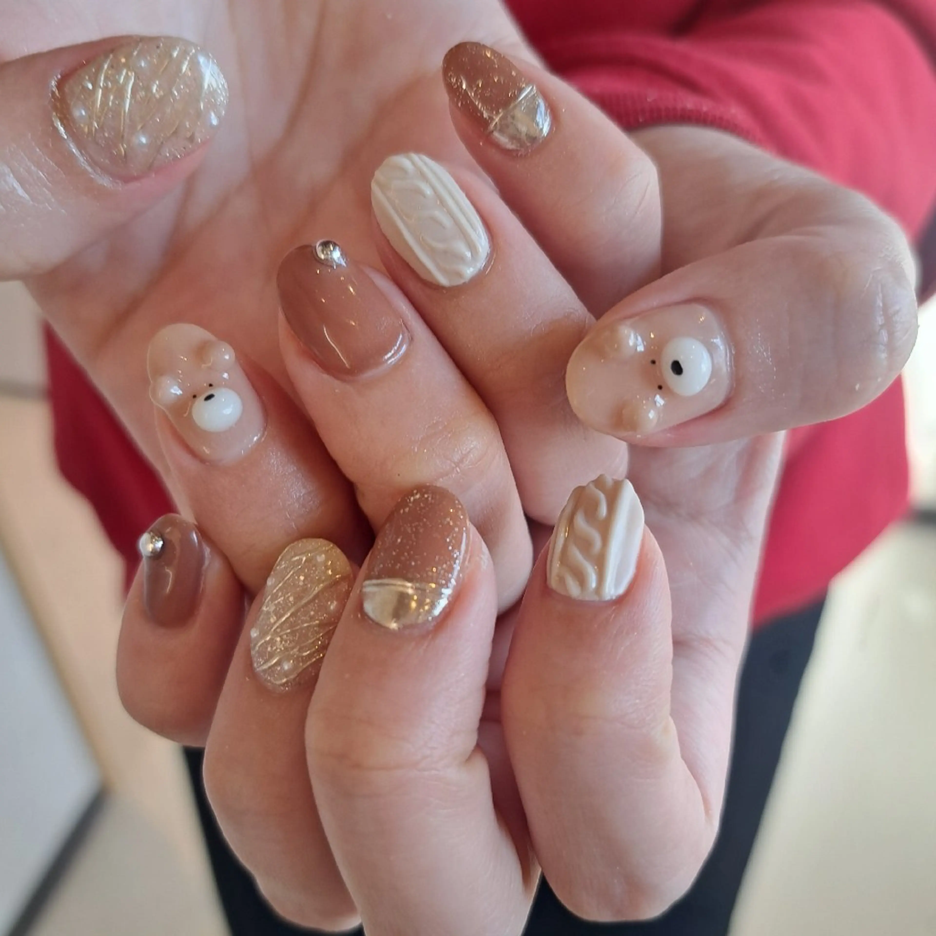 ネイル アートネイル ブラウン ジェルネイル 持ち込み ハンドネイル Nail mood デザイン持ち込みokのネイルデザイン