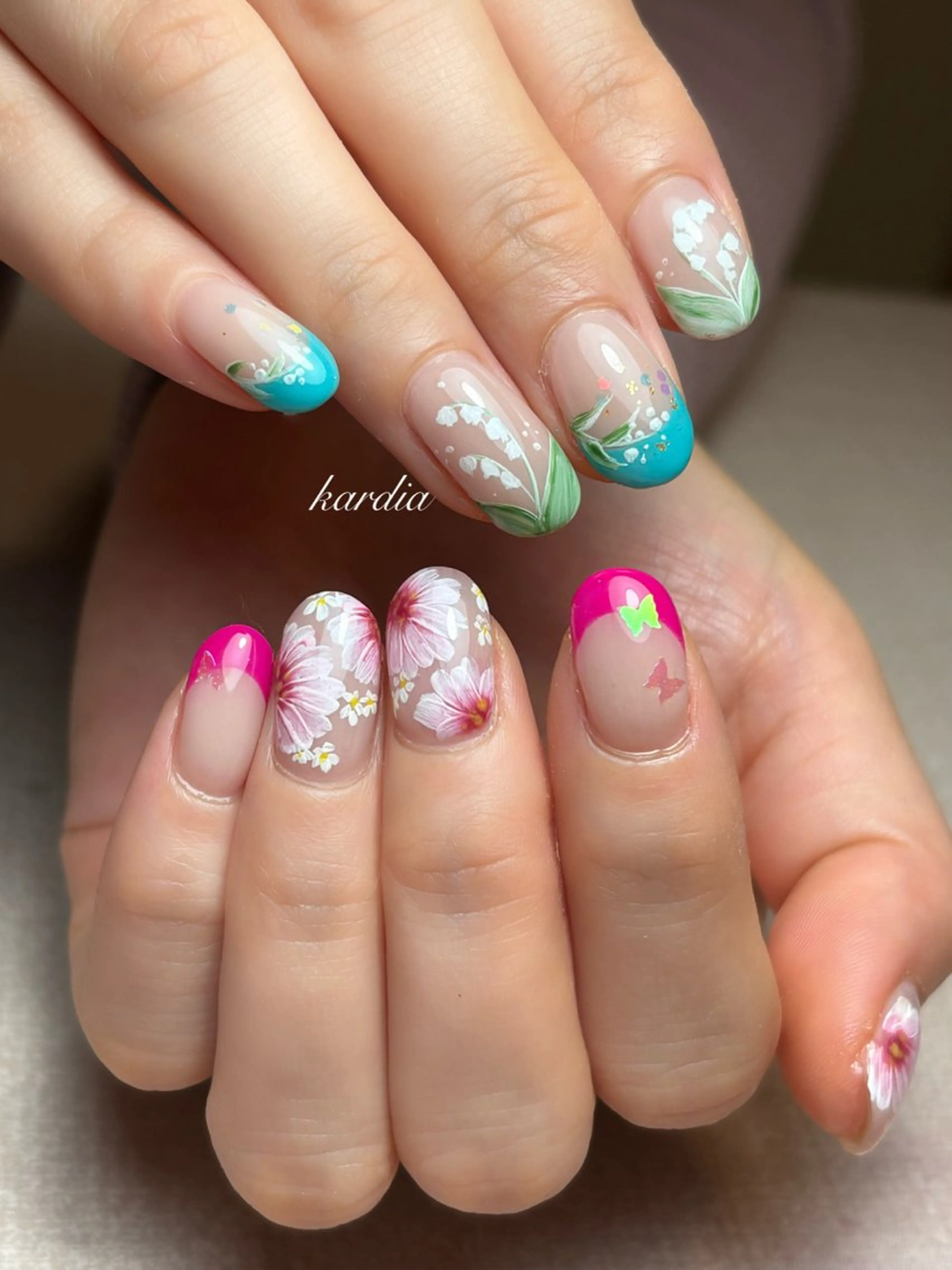 ネイル ハンドネイル καρδιά -ｶﾙﾃﾞｨｱ-のネイルデザイン