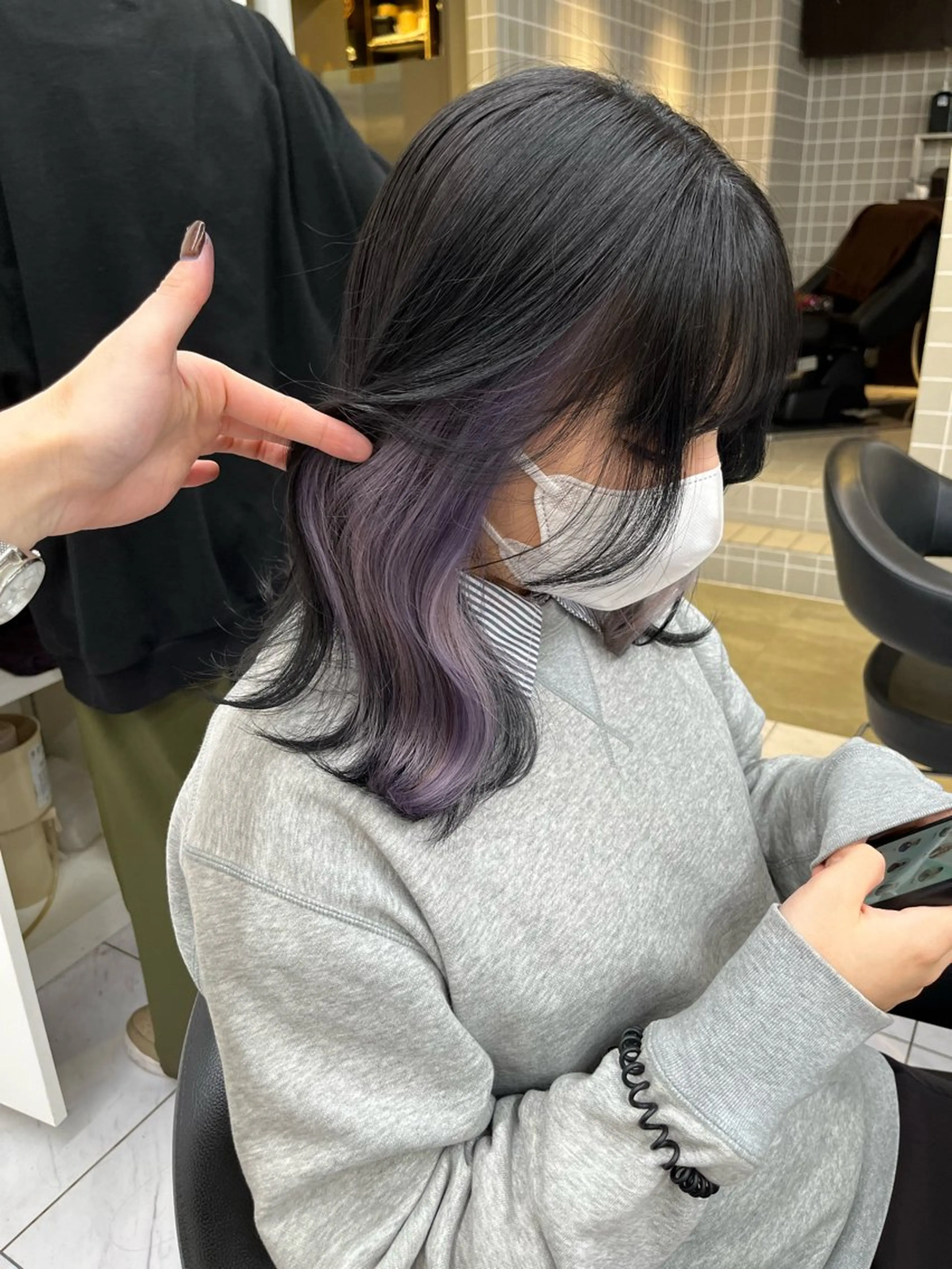 セミロング ヘアカラー トリートメント ヘッドスパ ヘアセット 寒色/ベージュヘア ブリーチありMiOのヘアスタイル