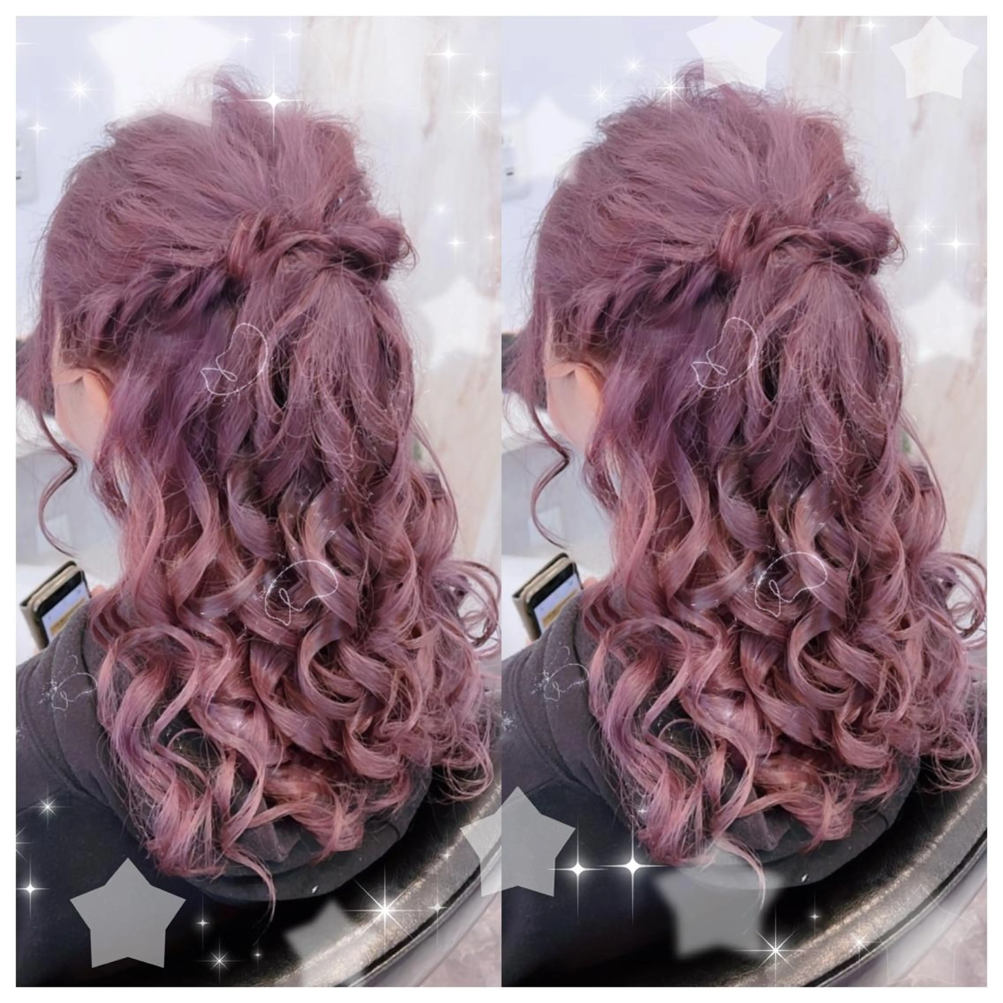 ヘアアレンジ ハーフアップ 結婚式・ブライダル シールエクステ エクステ ウルフカット セキグチ💞 lilaのマツエク・マツパデザイン