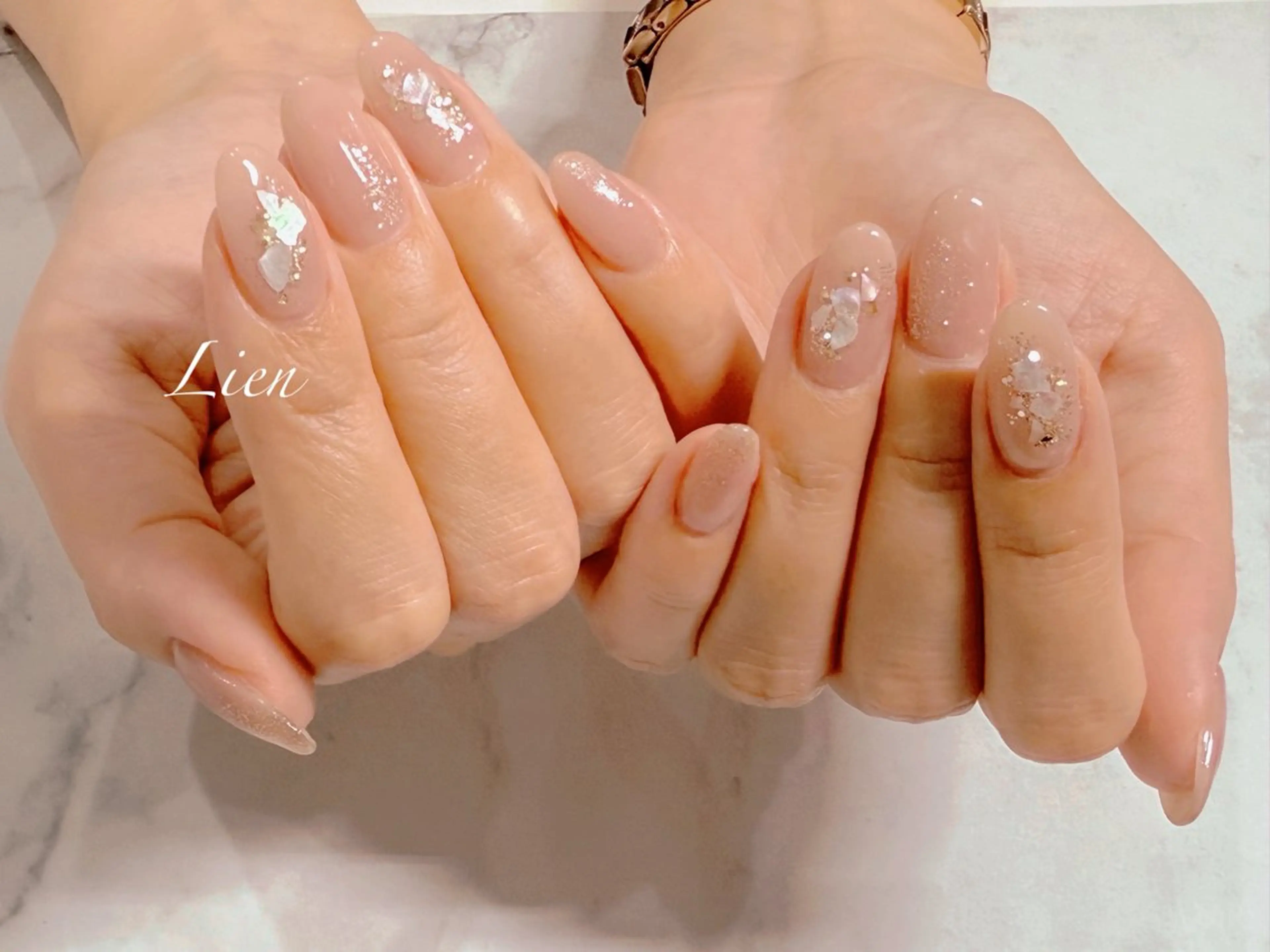 ネイル 長さ出し フットネイル フレンチネイル ジェルネイル ガラスフレンチ ハンドネイル Lien（リアン） 銀座駅6分のネイルデザイン