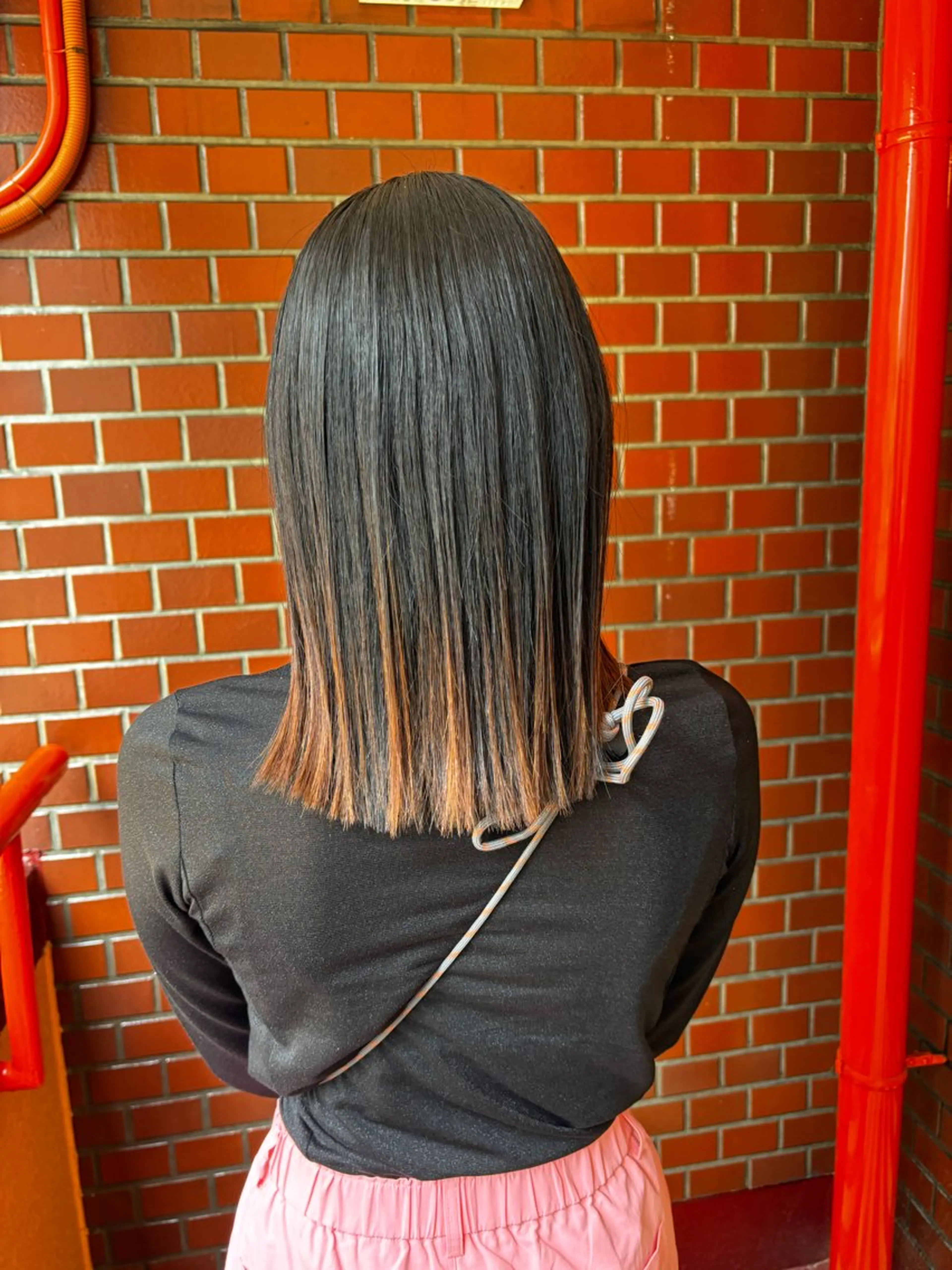 セミロング ヘアカラー 縮毛矯正 トリートメント シオン/艶髪カラー/ 韓国ヘアのヘアスタイル