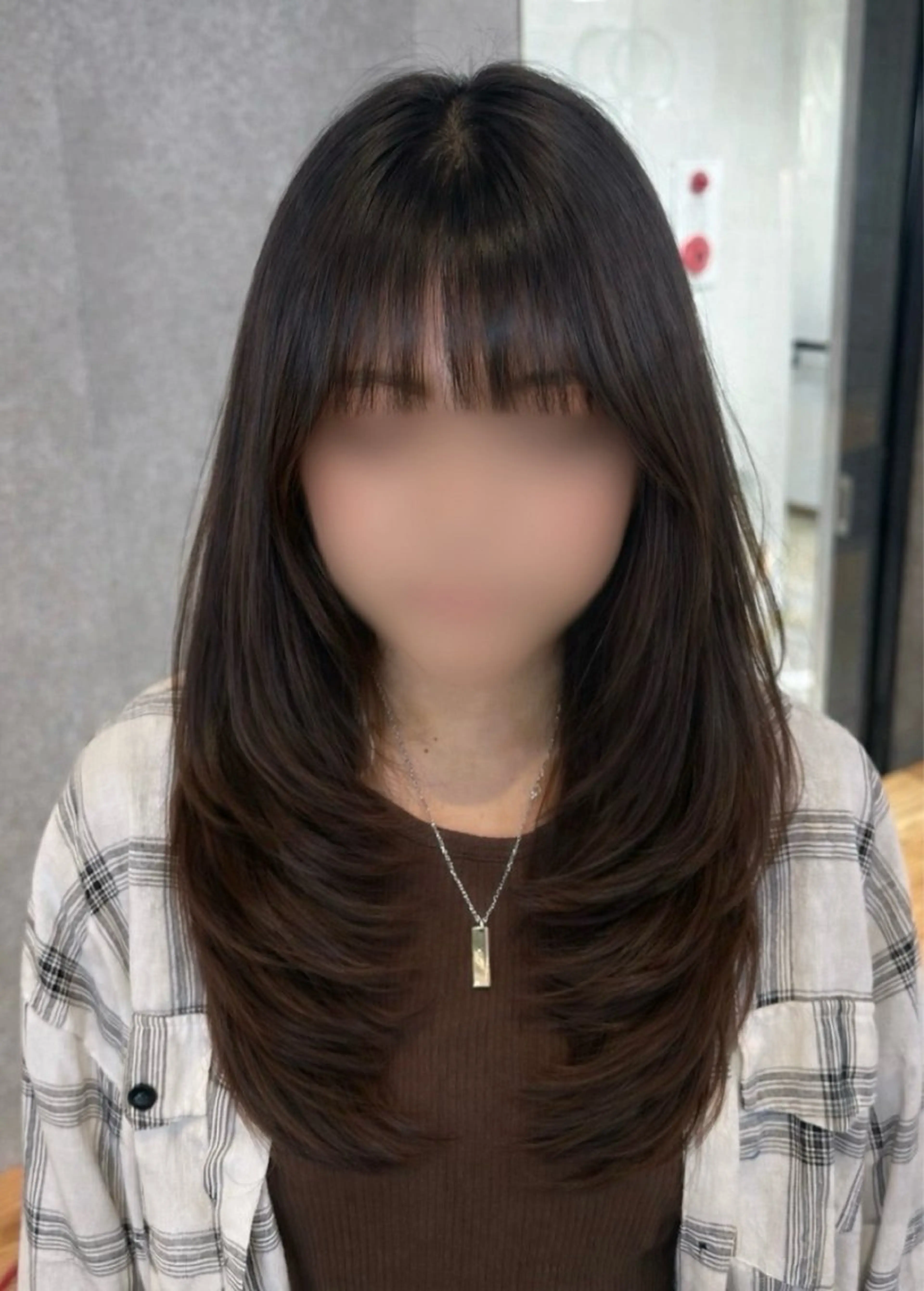 ロング カラー ハイレイヤー レイヤーカット シースルーバング カット ヘアカラー トリートメント Fūna︎｜ 八王子 ｜モデル募集中のヘアスタイル