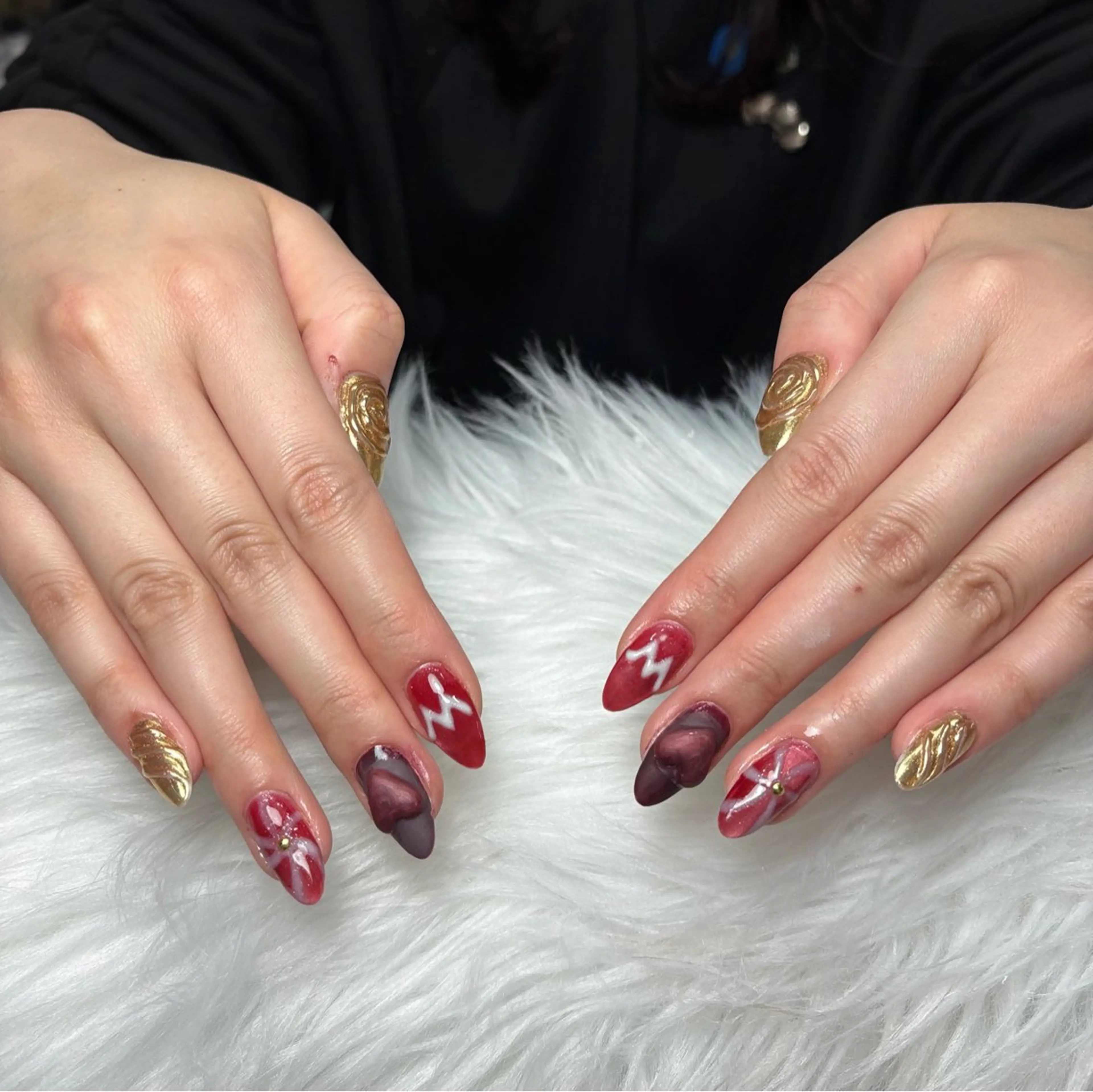 ネイル アートネイル 長さ出し ジェルネイル マグネットネイル ニュアンスネイル なな_ CloudyChanのネイルデザイン