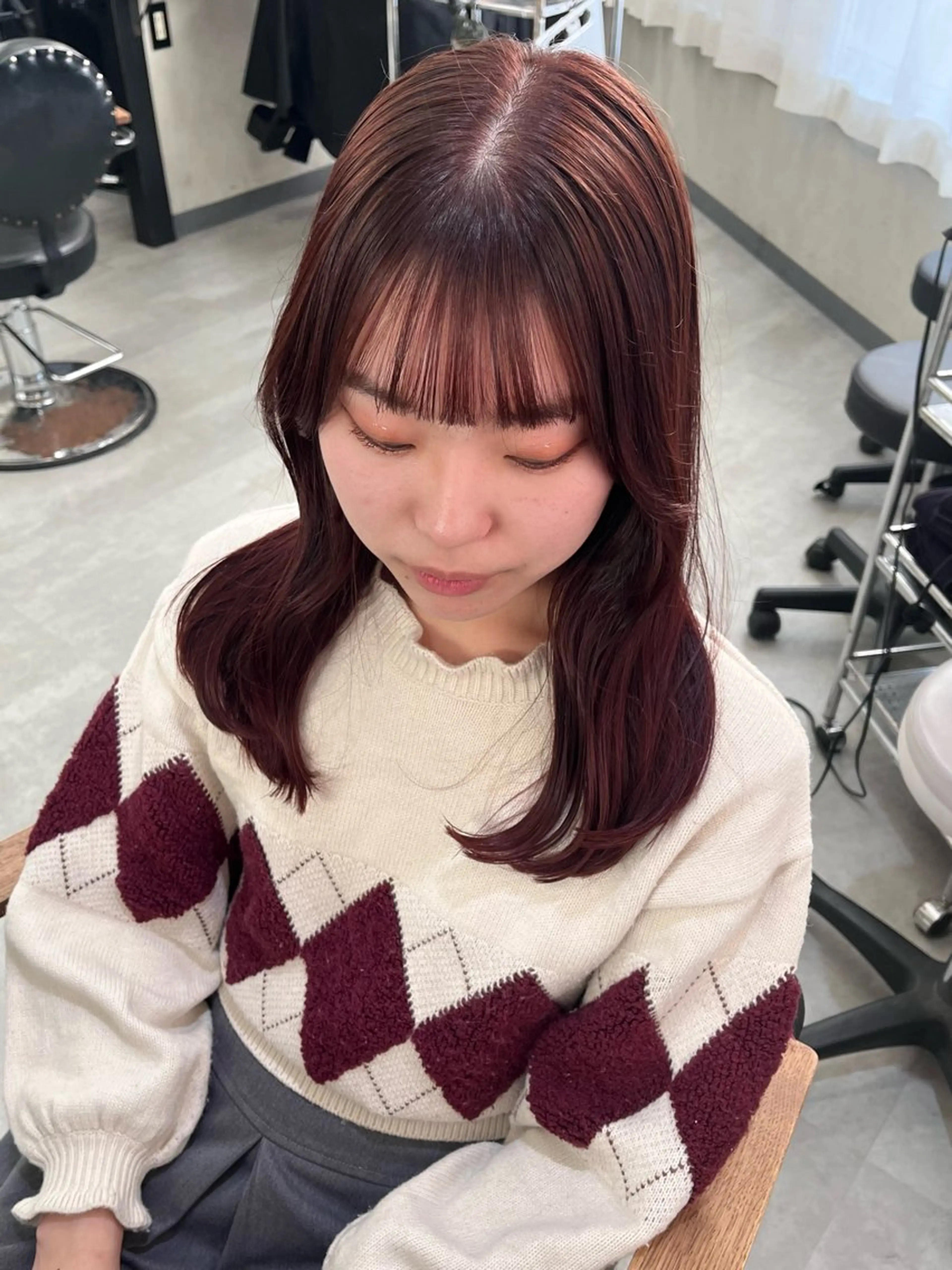 セミロング カラー ヘアアレンジ カット ヘアカラー トリートメント ena/ブリーチなし 透明感・レイヤー🎀のヘアスタイル