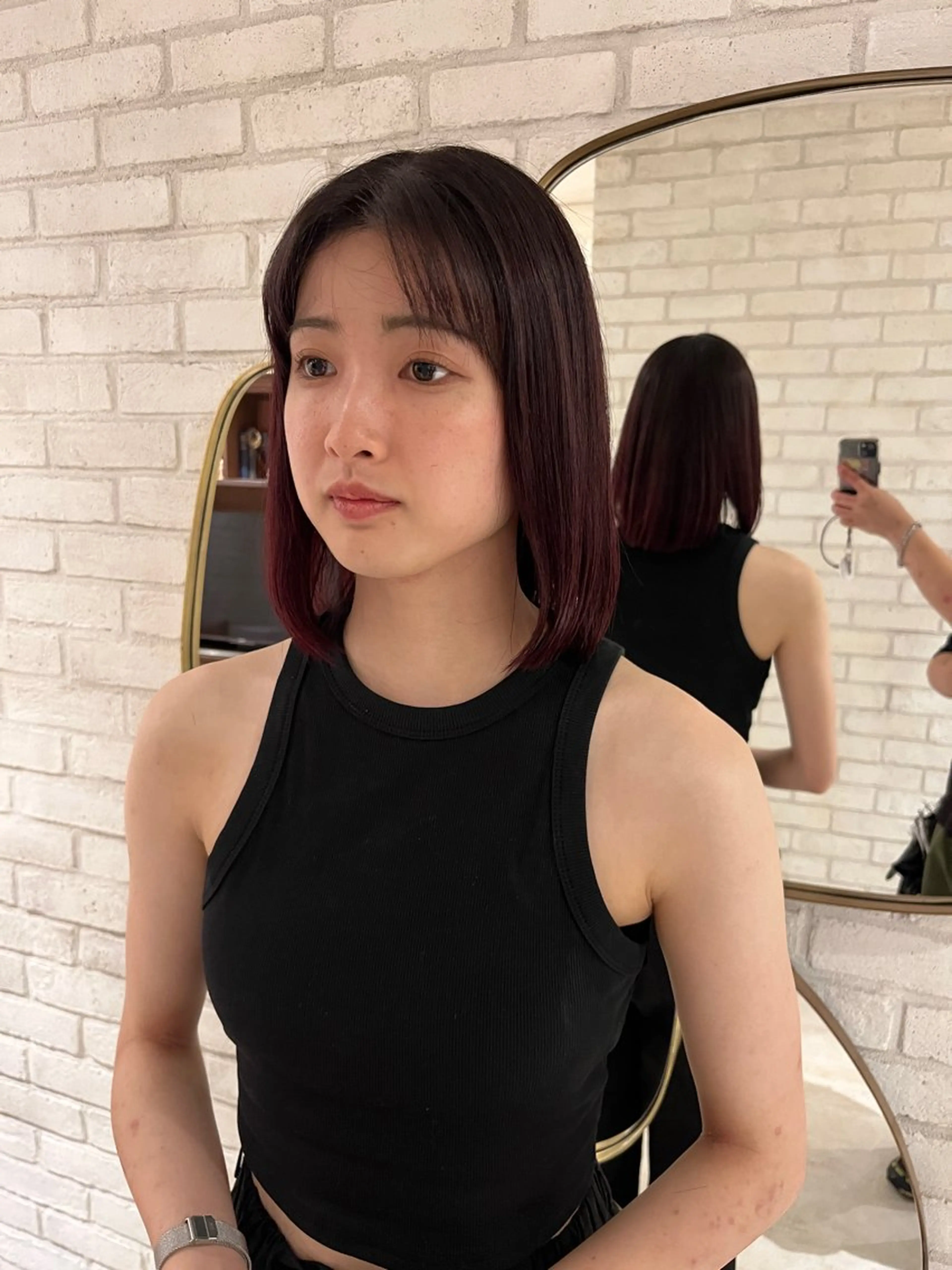 ミディアム カラー ピンクカラー 橘 ゆきののヘアスタイル