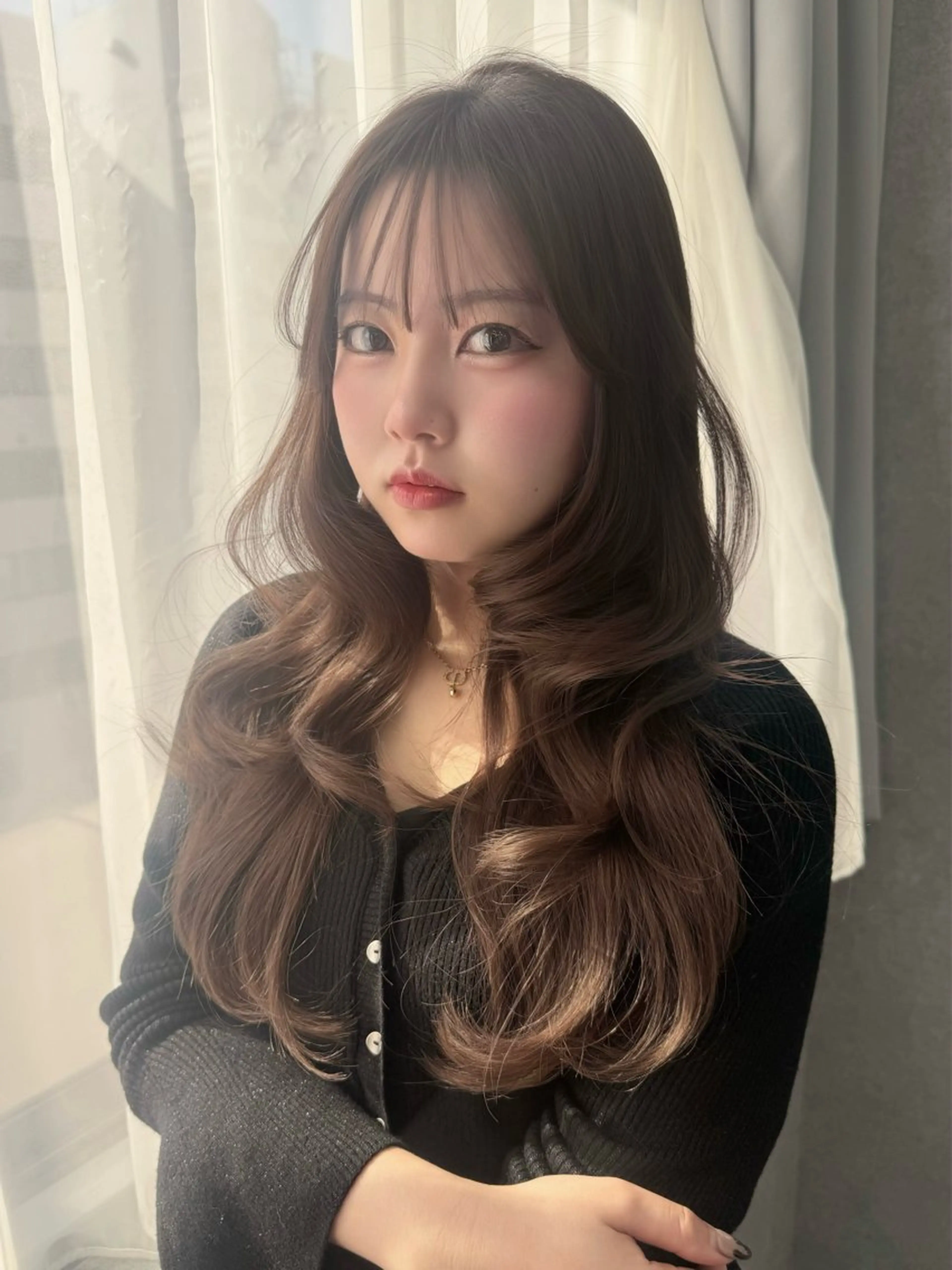 ロング カラー 韓国風ヘア レイヤーカット ヘアカラー トリートメント レイヤーカット /顔周り/和奏︎♪のヘアスタイル