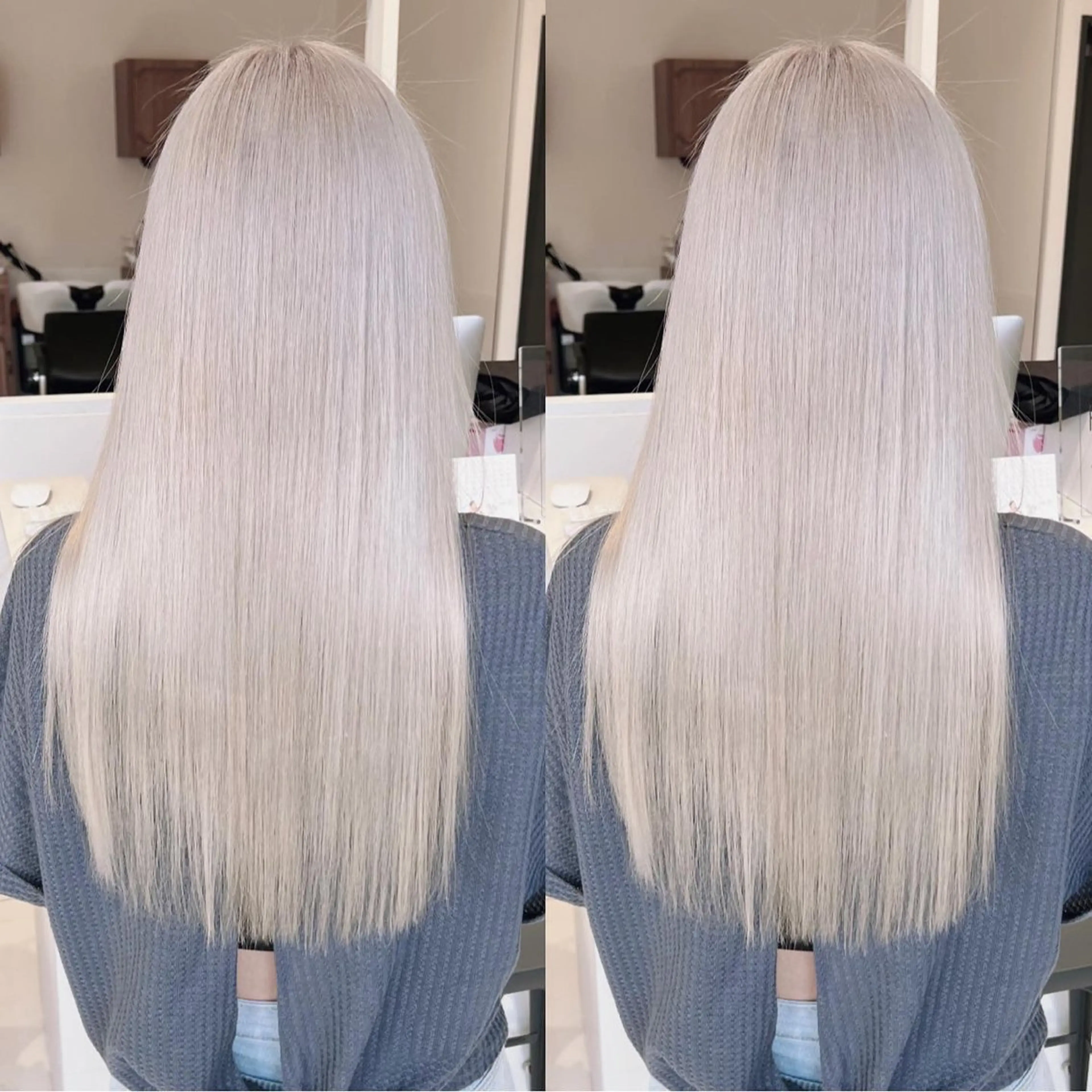 ロング カラー ブリーチ ケアブリーチ カット ヘアカラー オフホワイトアンドなんば所属・福西 洋斗のヘアスタイル