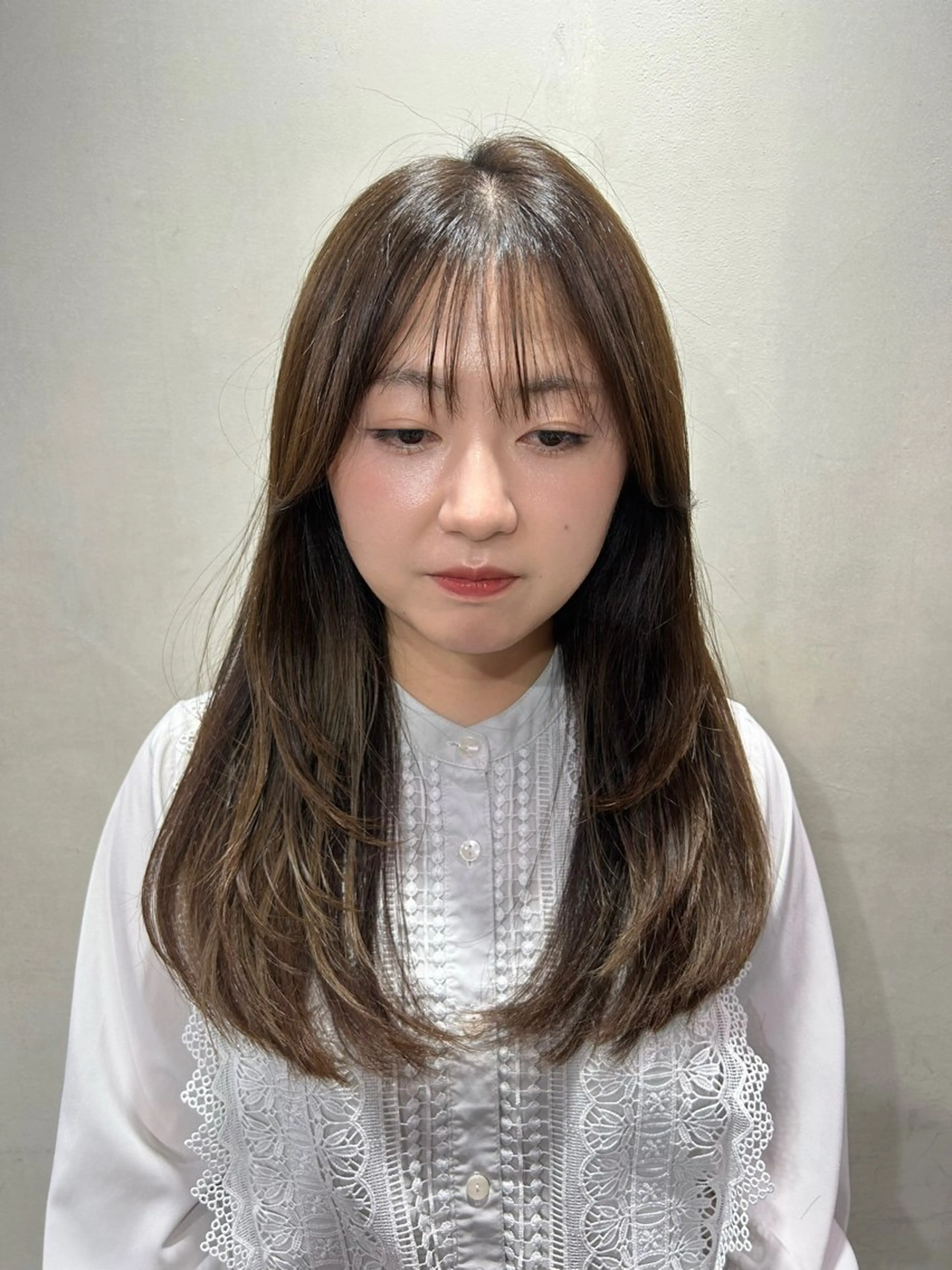 セミロング 顔まわりレイヤー レイヤーカット カット トリートメント 望月うらら/MuK/ 髪質改善カラー🌙のヘアスタイル