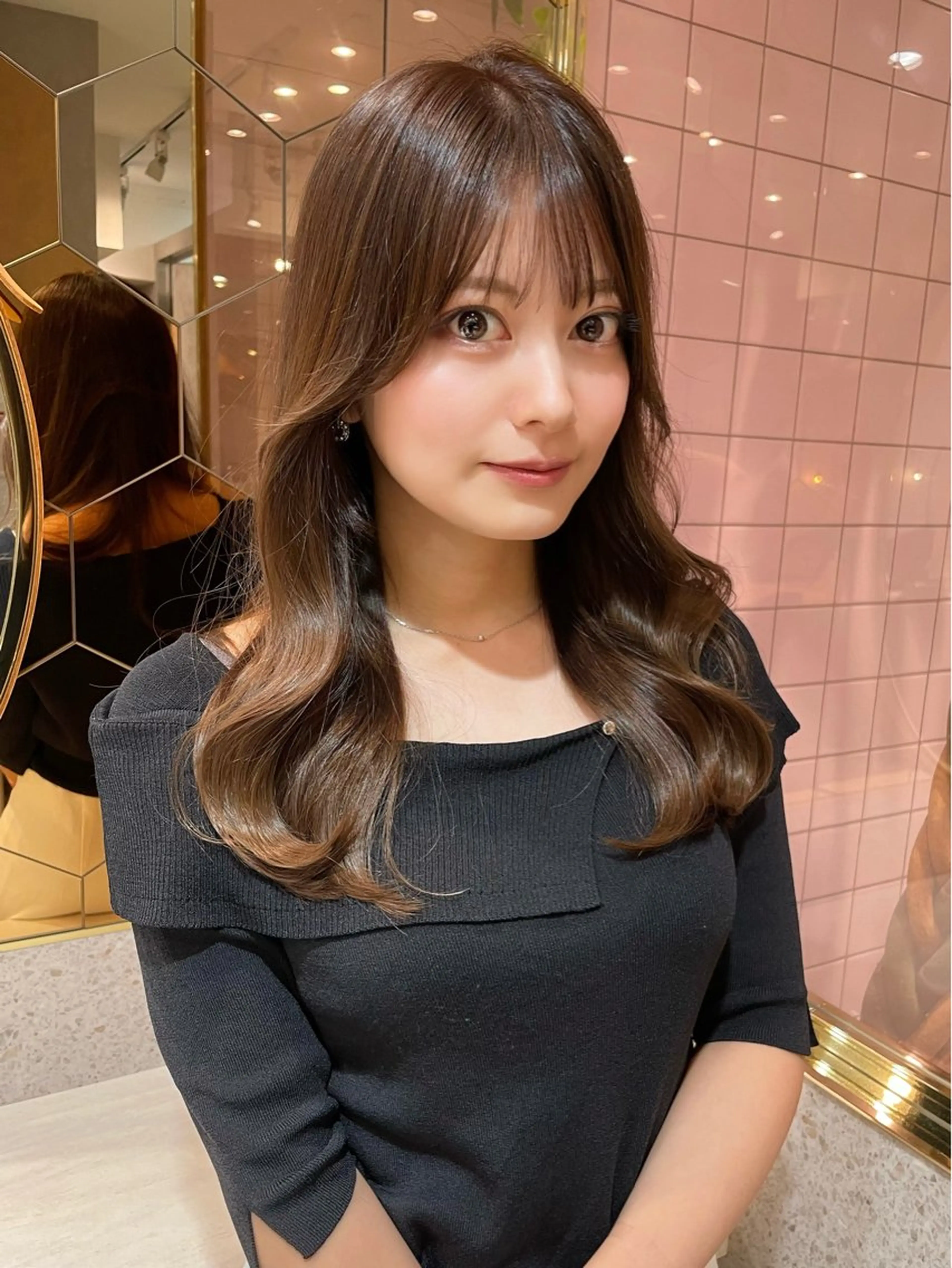 セミロング カラー ベージュカラー ブリーチ 透明感カラー ダブルカラー グレージュ カット ヘアカラー 韓国ヘア🤍顔周り/ 髪質改善✨/林遼一郎のヘアスタイル