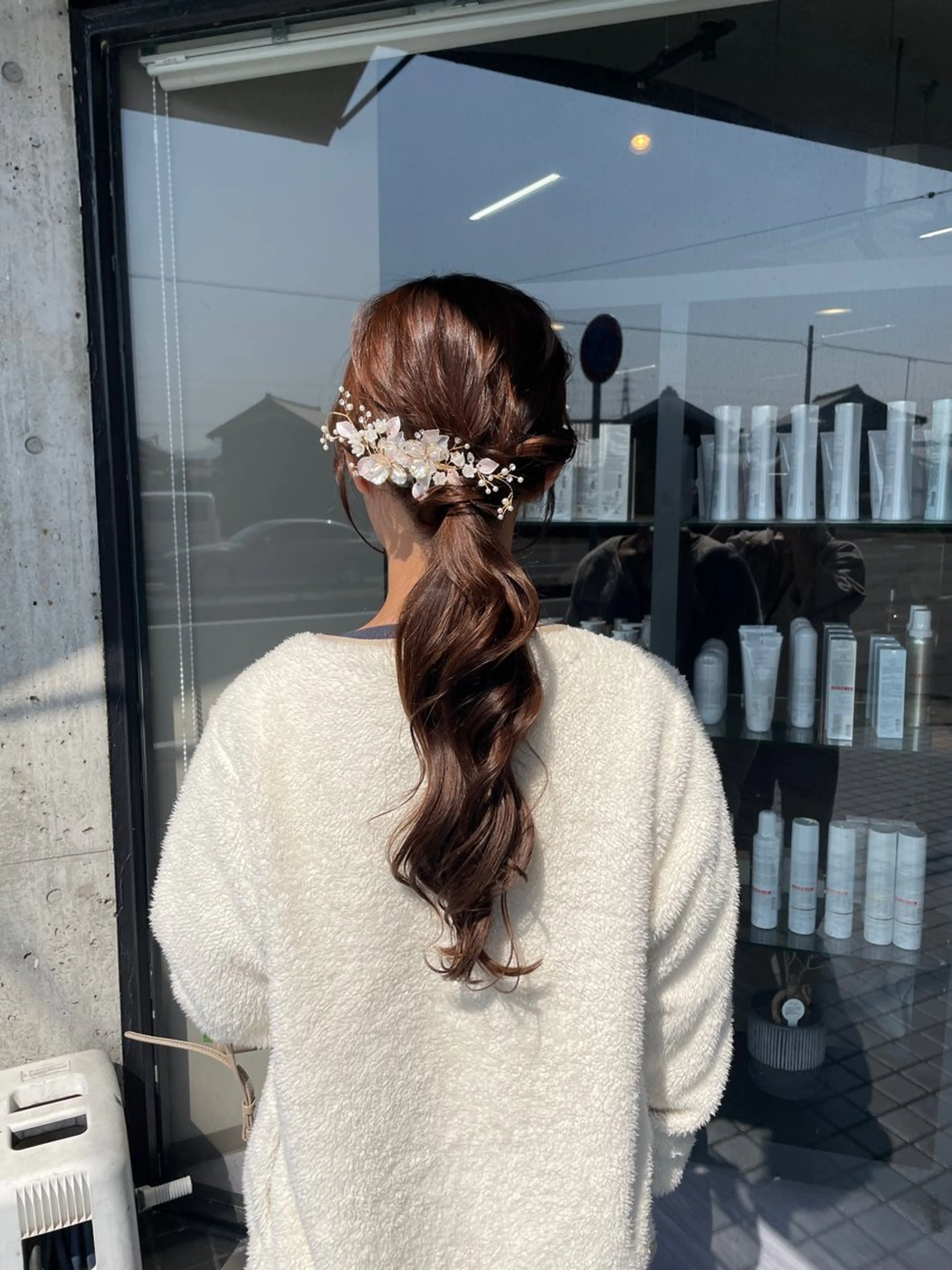ロング ヘアアレンジ ポニーテール 結婚式・ブライダル マキノ キョウカのヘアスタイル