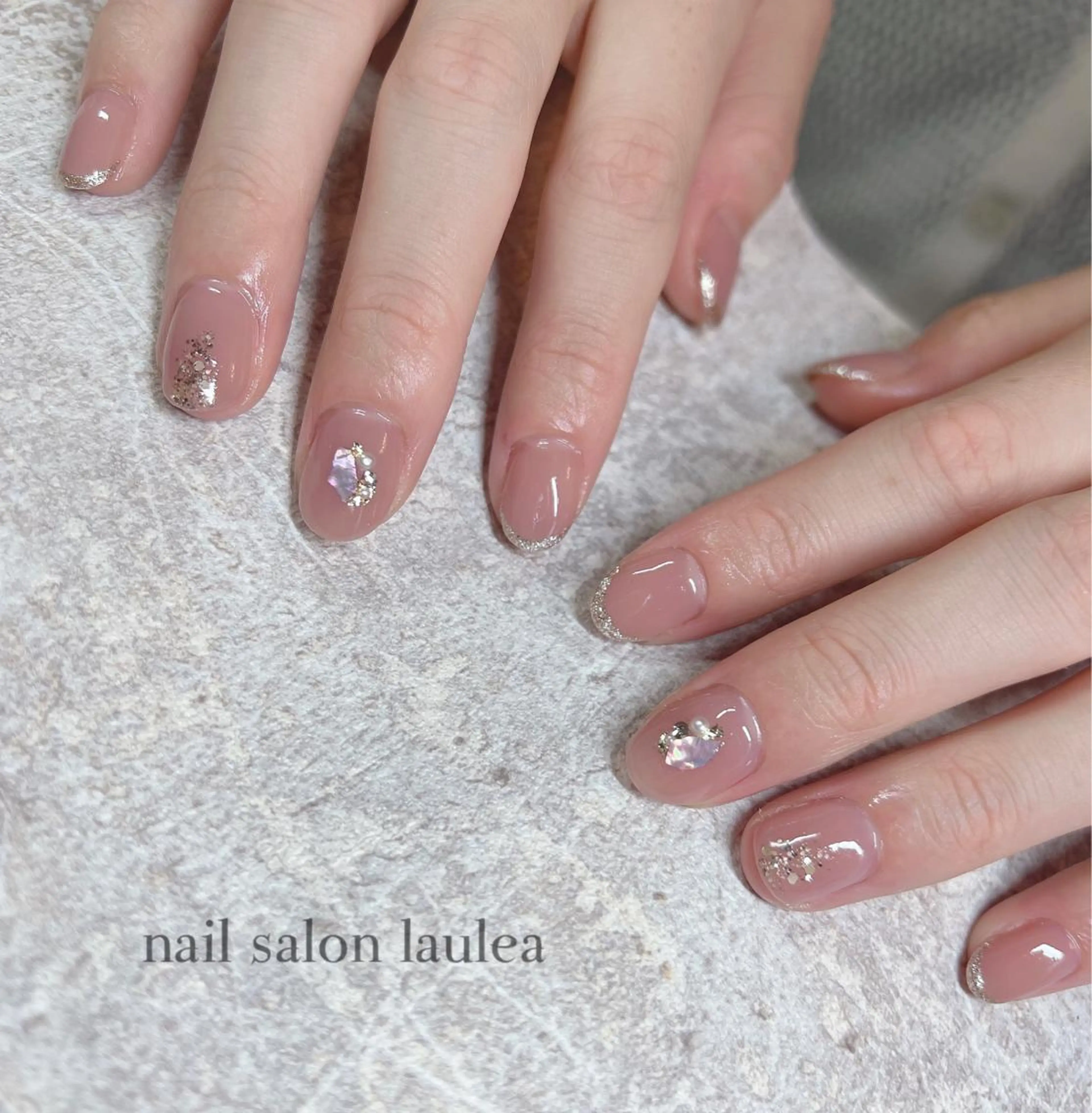 ネイル フレンチネイル キラキラネイル ハンドネイル nail salon Lauleaのネイルデザイン