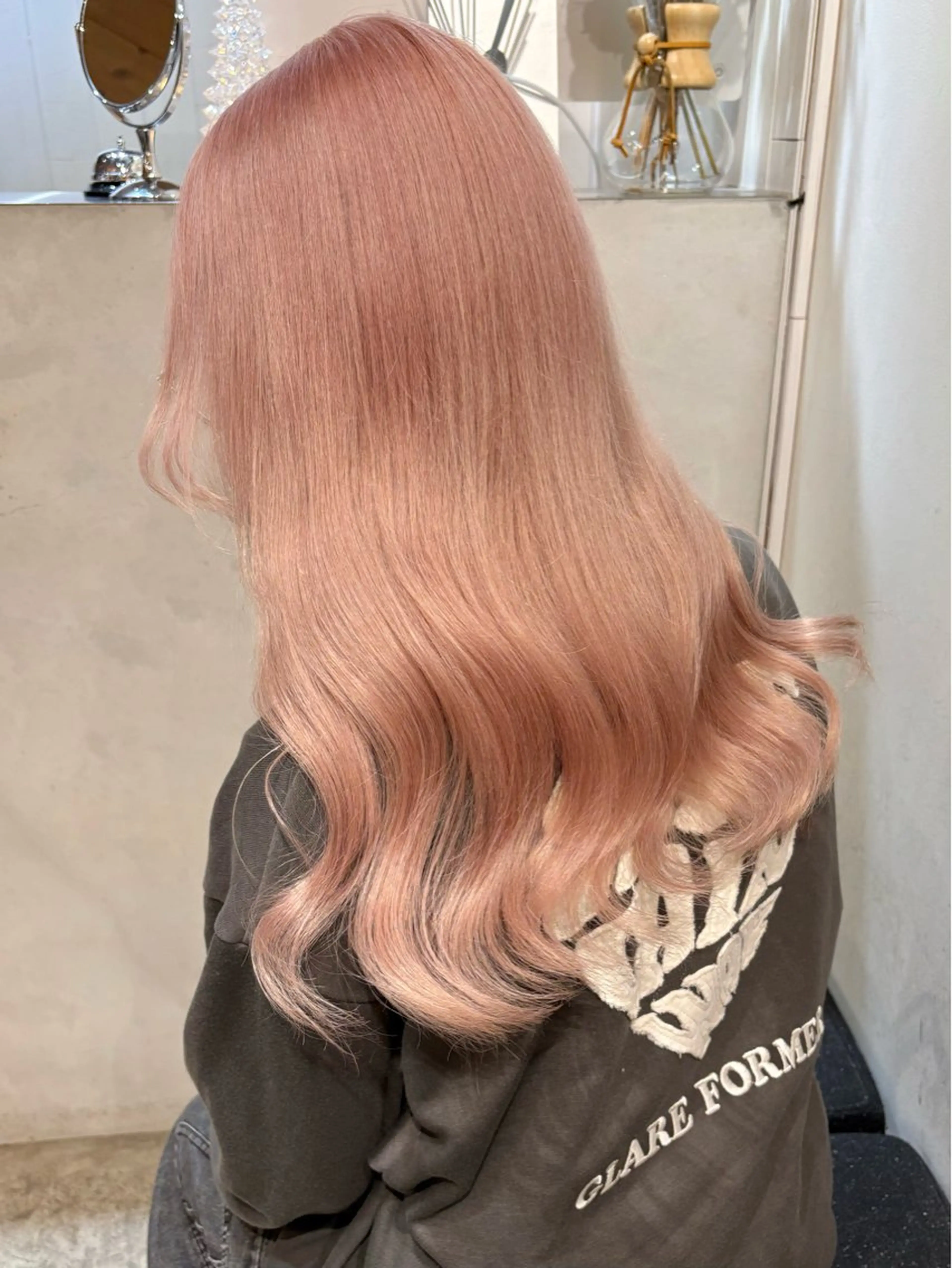 ミディアム カラー ピンクカラー カット ヘアカラー トリートメント 🧸艶々韓国ヘア 🧁mizunaのヘアスタイル