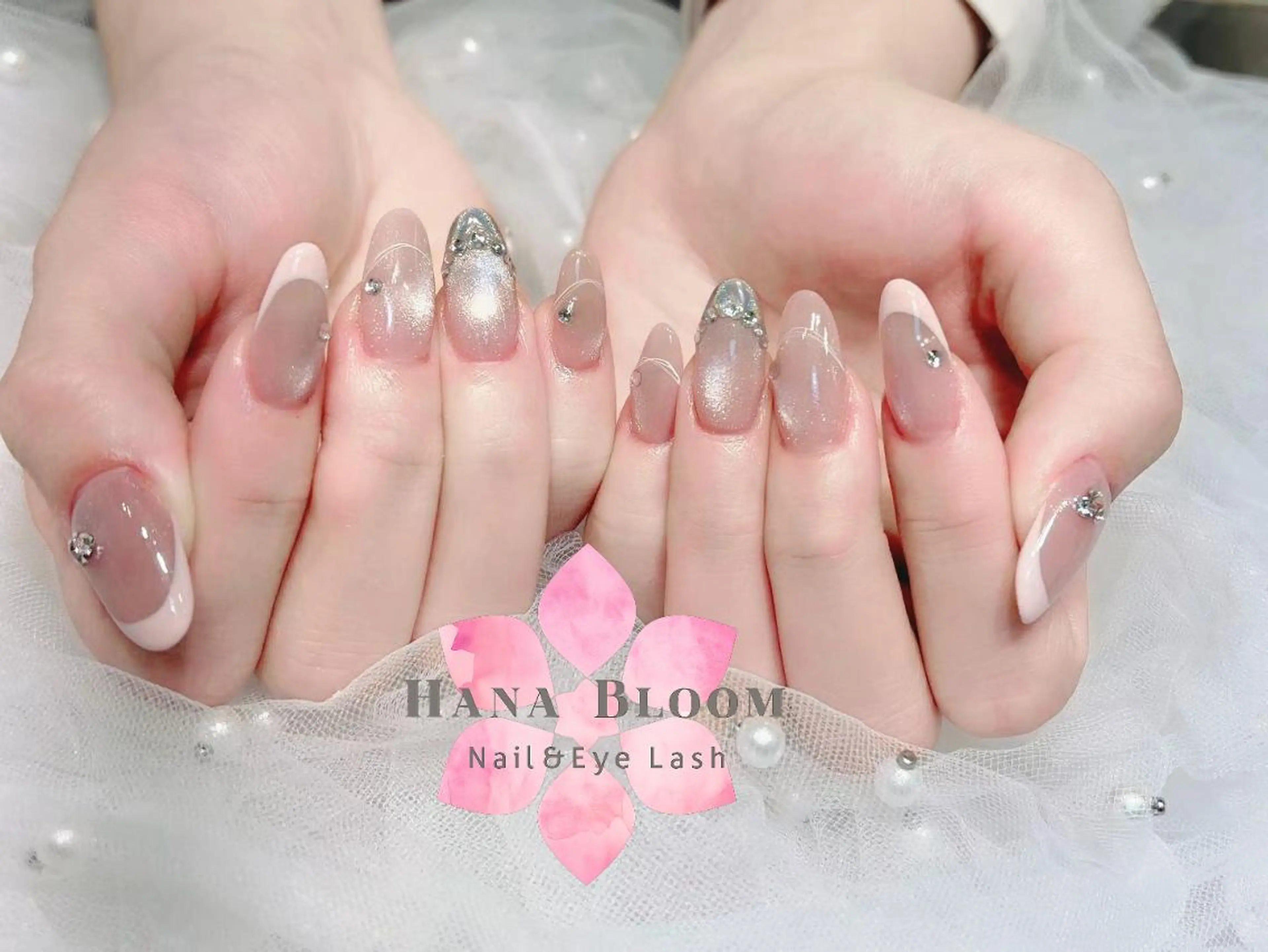 ネイル 長さ出し フレンチネイル ジェルネイル ガラスフレンチ 韓国ネイル Hana Bloom Nail💛Rinaのネイルデザイン