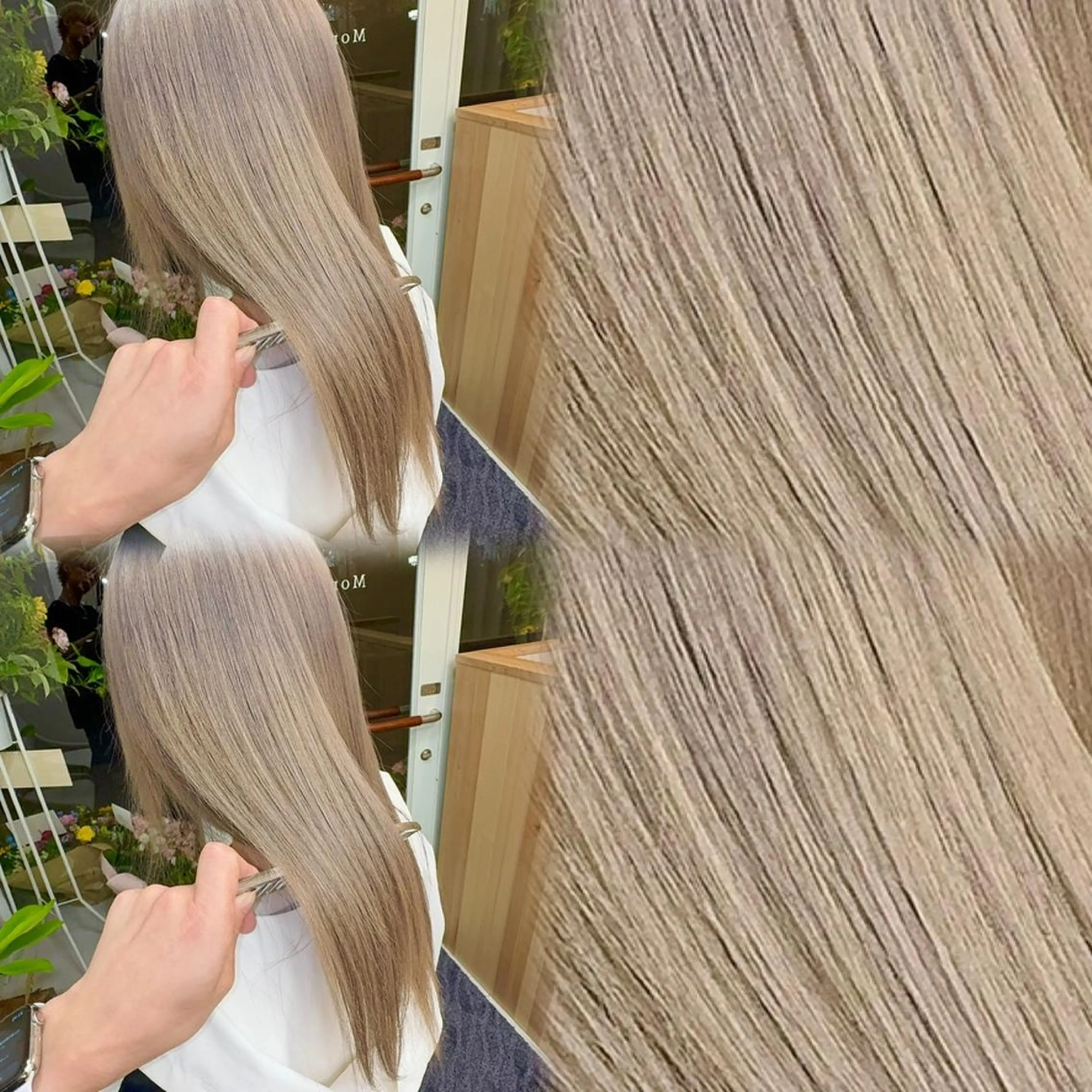 ミディアム カラー ベージュカラー ブリーチ 透明感カラー ダブルカラー ブリーチなしカラー ヘアカラー トリートメント 髪質改善ミルクティー SATSUKI🌼.のヘアスタイル