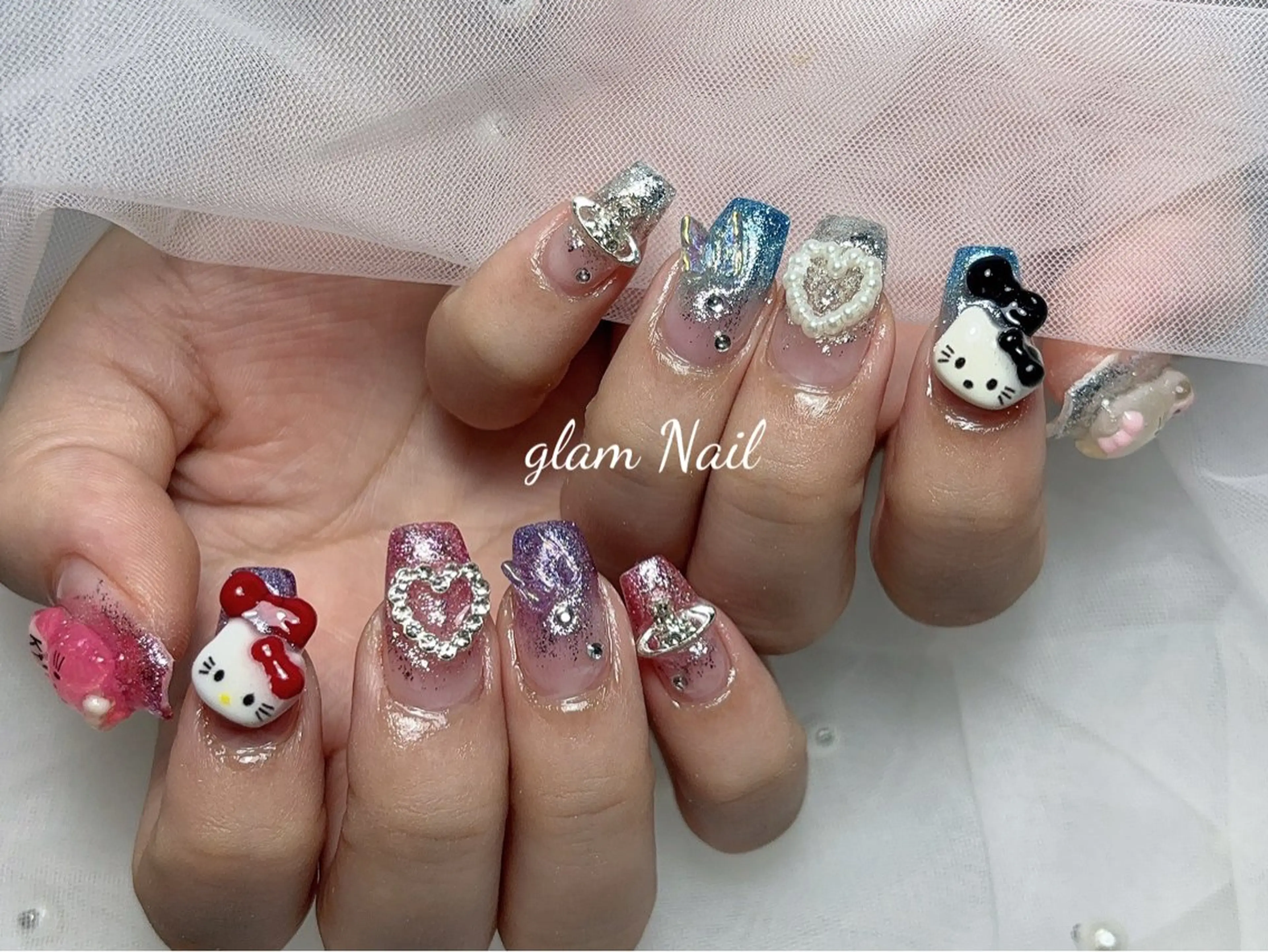 ネイル ハンドネイル エツメ💅 長さだし🎀デザインのネイルデザイン