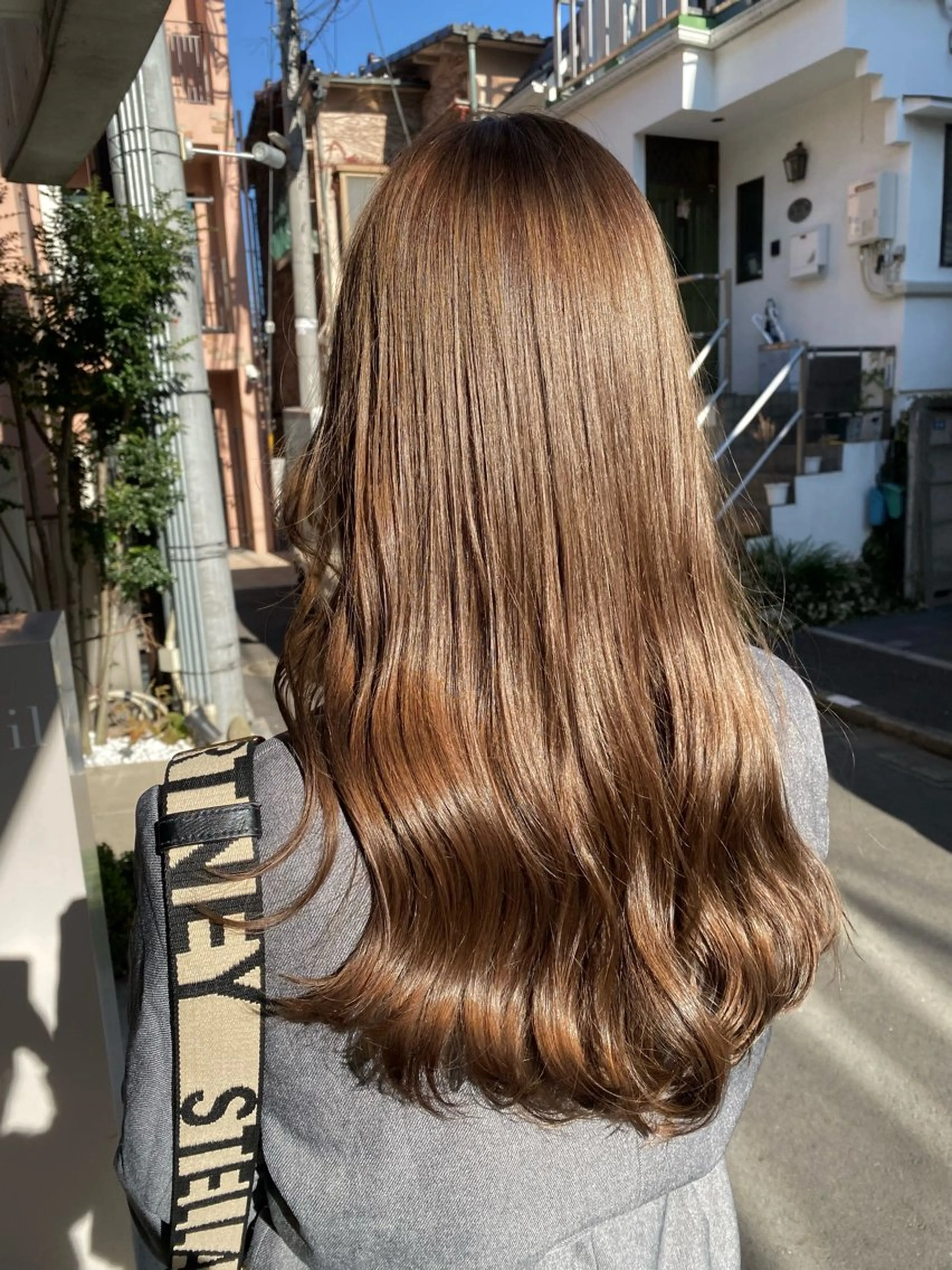 ロング カラー ベージュカラー ミルクティーベージュ カット ヘアカラー トリートメント グレージュ/レイヤー /韓国ヘア/RISAのヘアスタイル