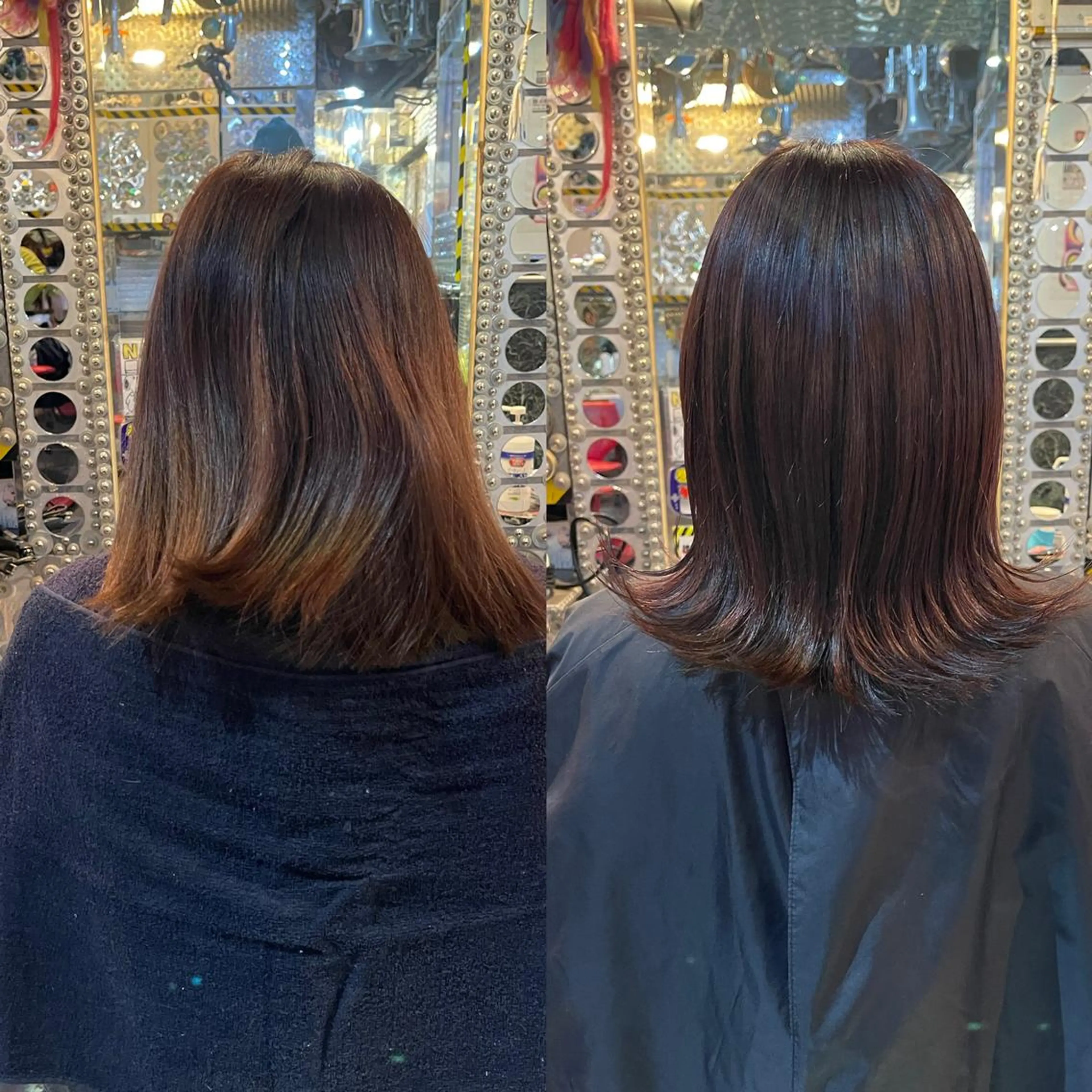 ミディアム カラー ヘアアレンジ オレンジ ボブ 外ハネヘア 🌈派手髪エクステ ブレイズ🌈ひろとのヘアスタイル