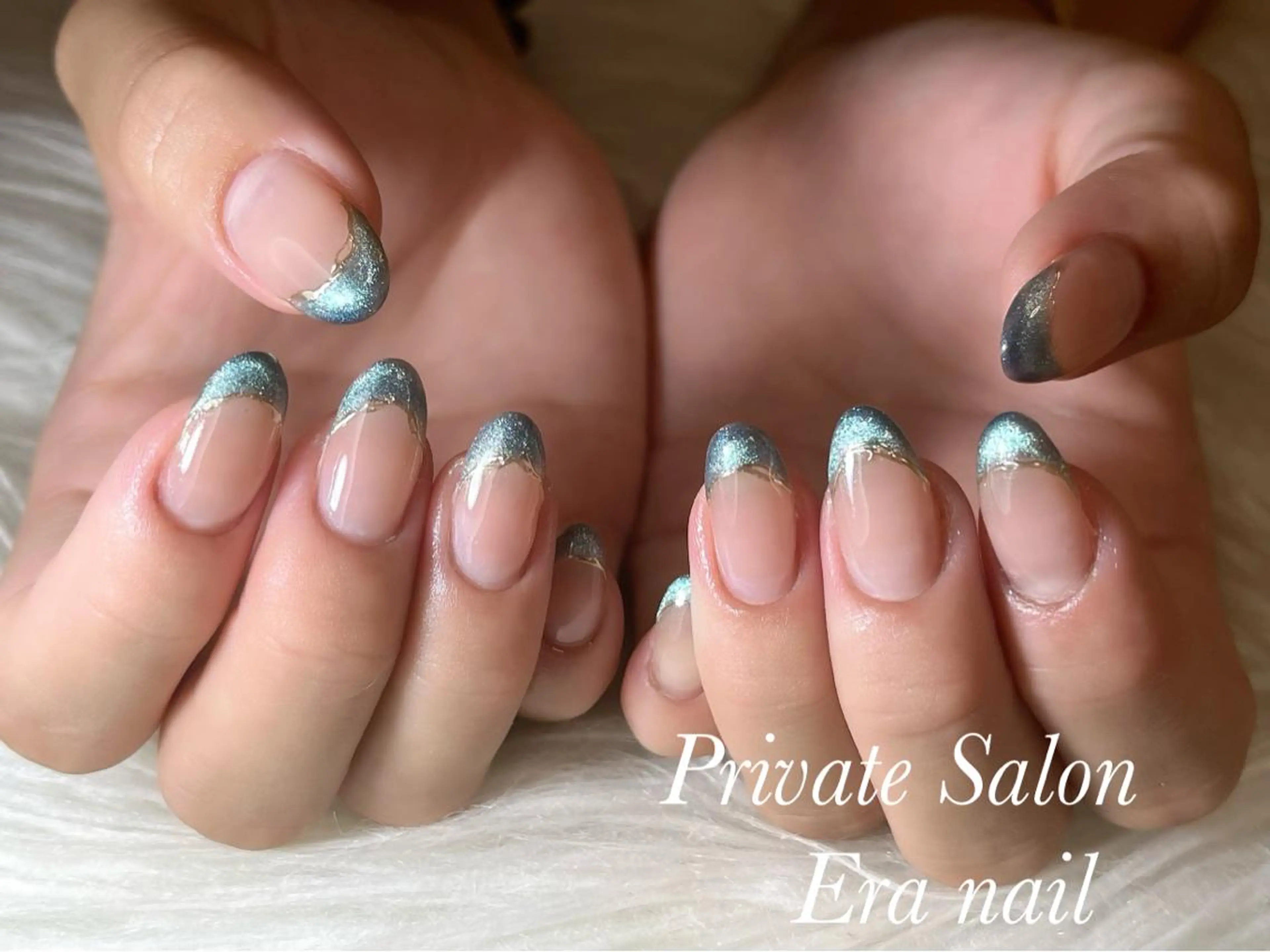 ネイル フレンチネイル マグネットネイル マグネットフレンチ ミラーネイル Era nailのネイルデザイン