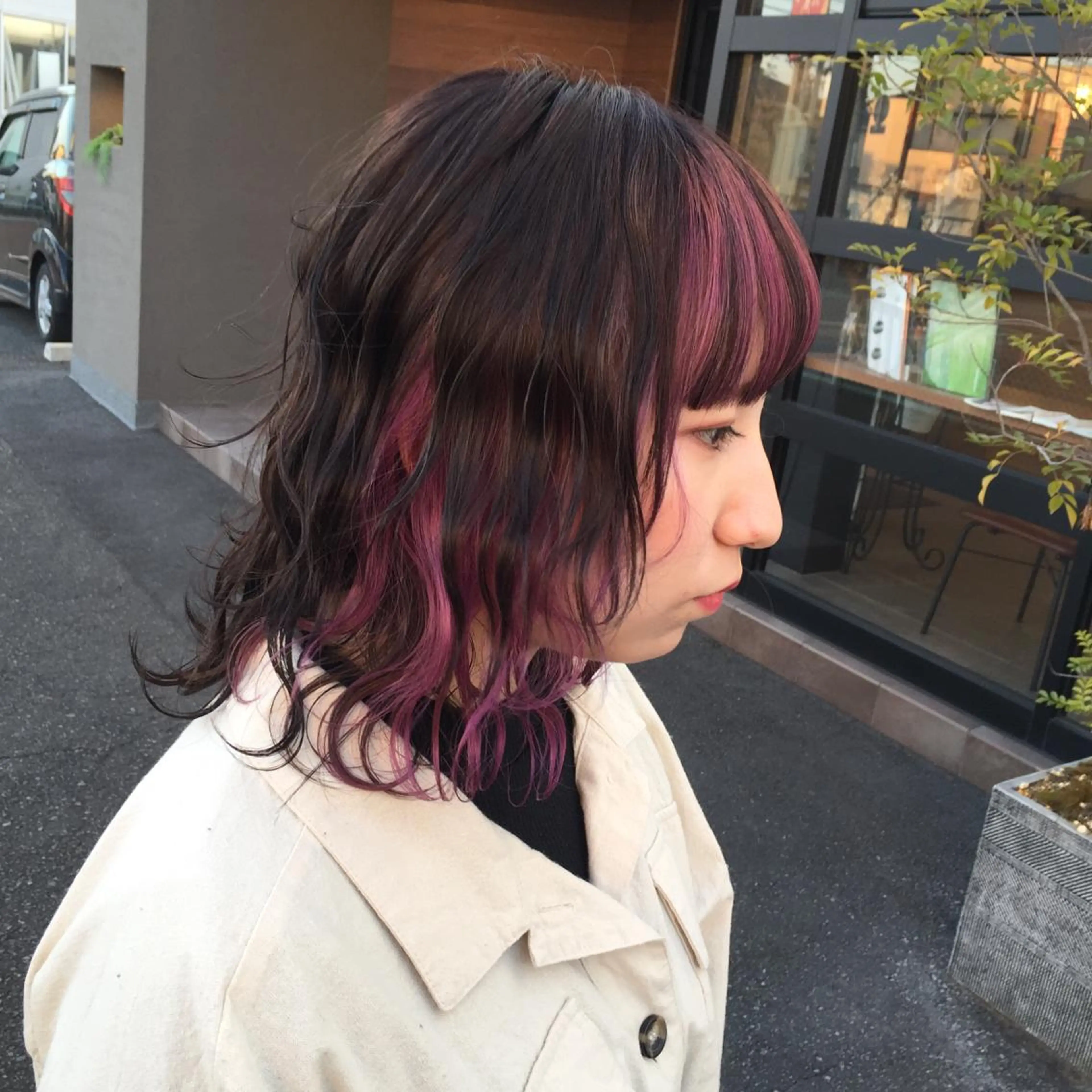 ミディアム maco 艶感ハイトーン🦋のヘアスタイル