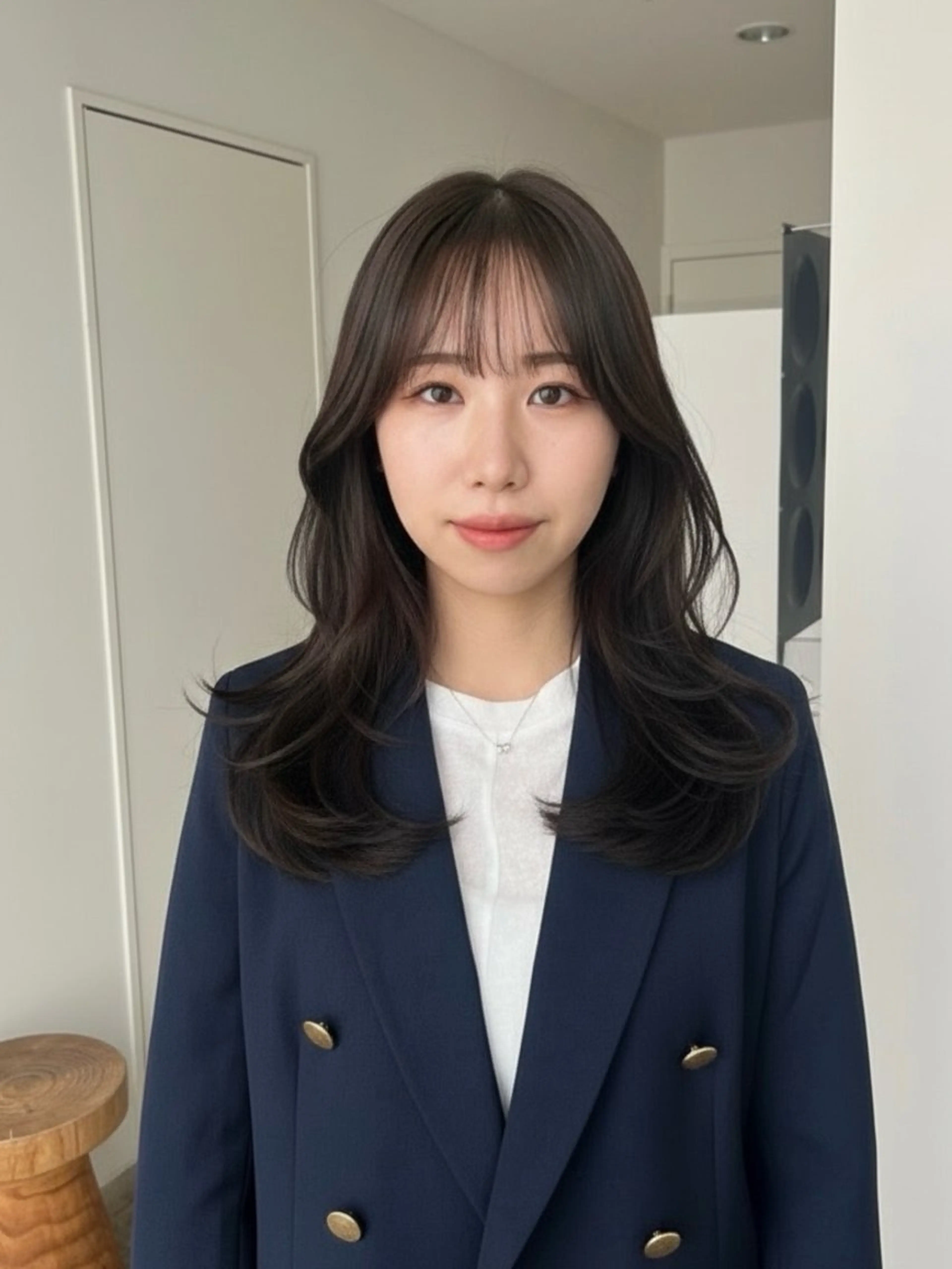 セミロング カラー アディクシーカラー 透明感カラー くびれヘア 顔まわりレイヤー 韓国風ヘア ヘアカラー 韓国レイヤーカット 🫧大阪梅田レイヤーのヘアスタイル