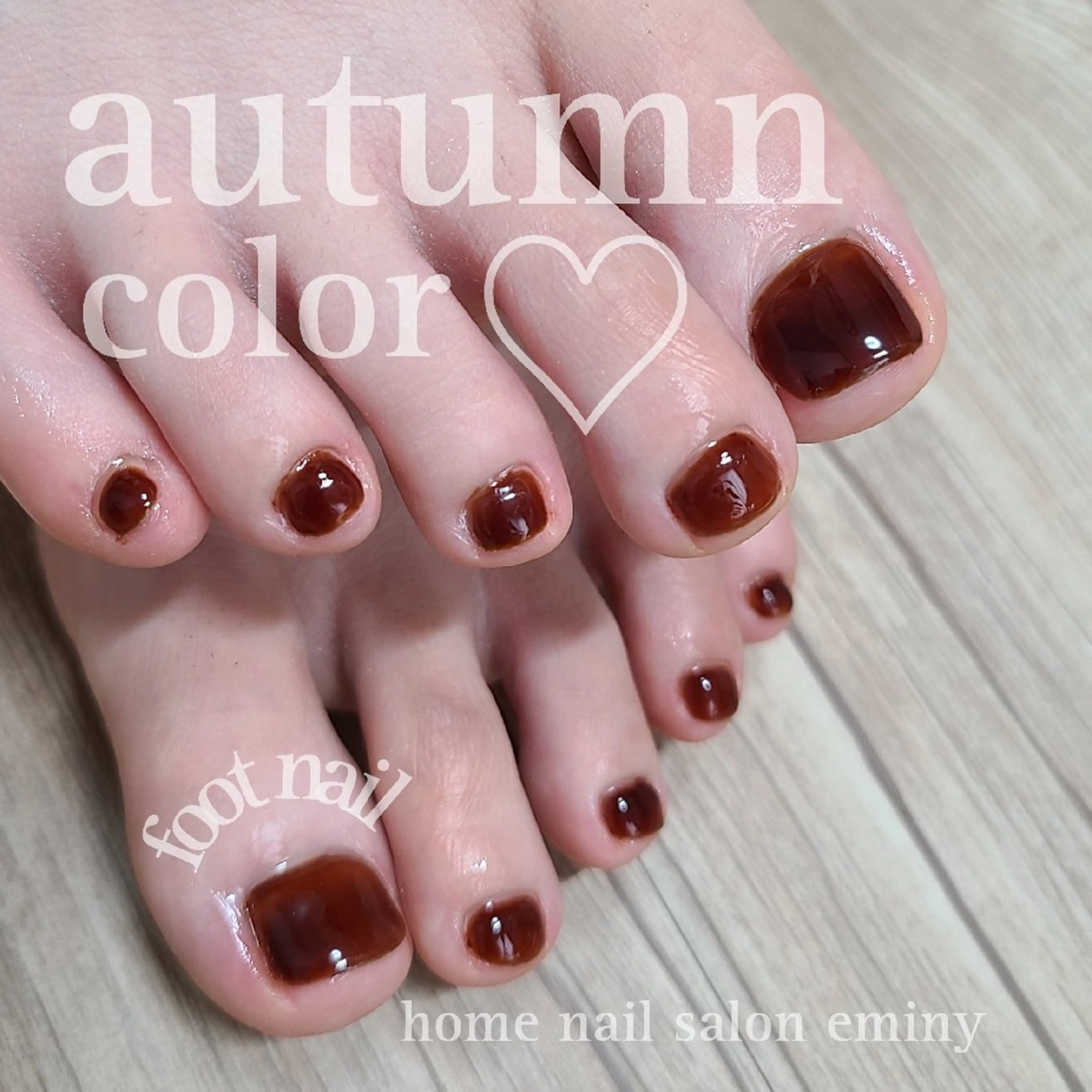 ネイル ブラウン フットネイル ワンカラーネイル フットネイル nail salon  eminyのネイルデザイン