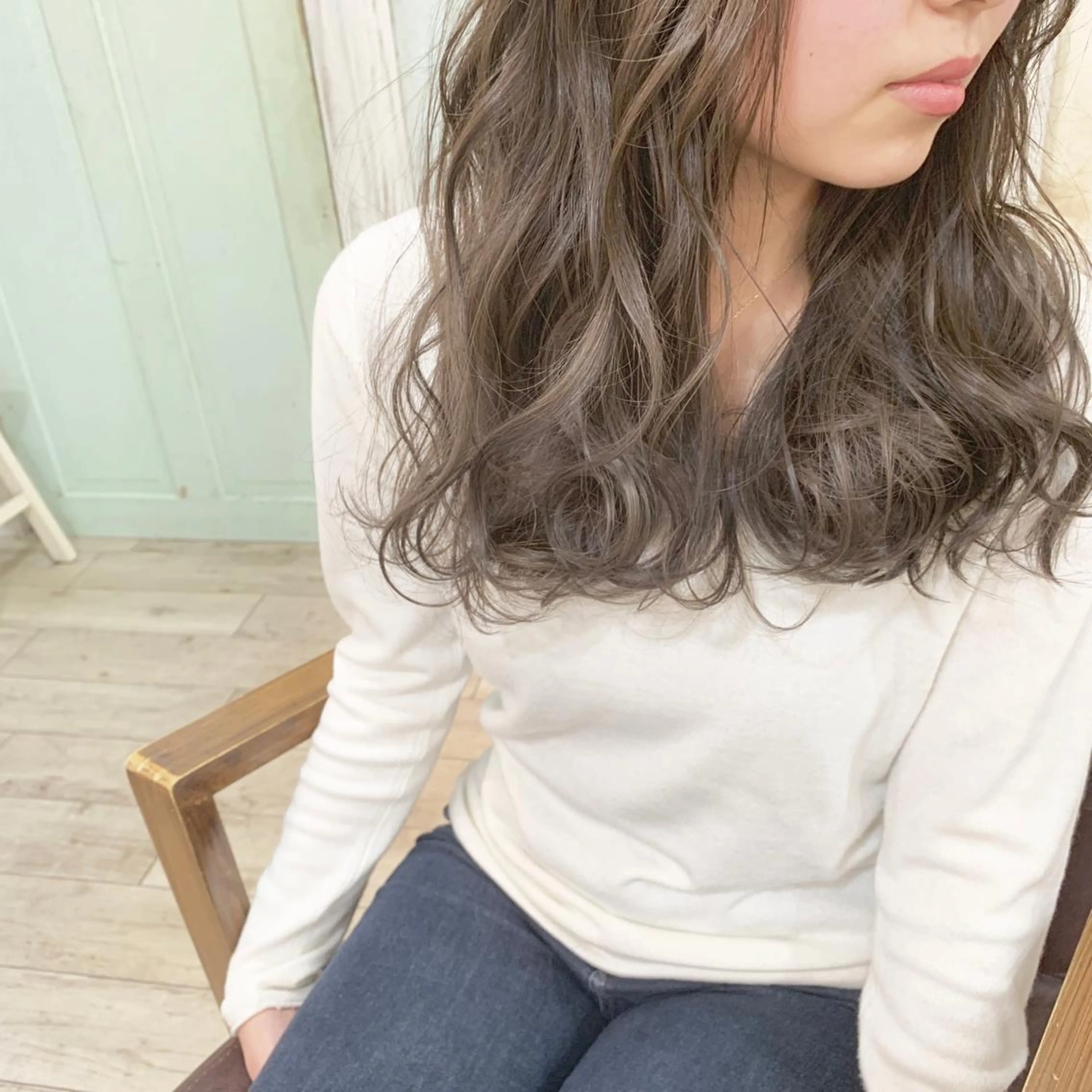 ロング カラー パーマ ヘアアレンジ ネイル 透明感カラー グレージュ ハイライトカラー デート ハイライト ◆感動口コミ/最小顔 理論カット◆森口 峻のヘアスタイル