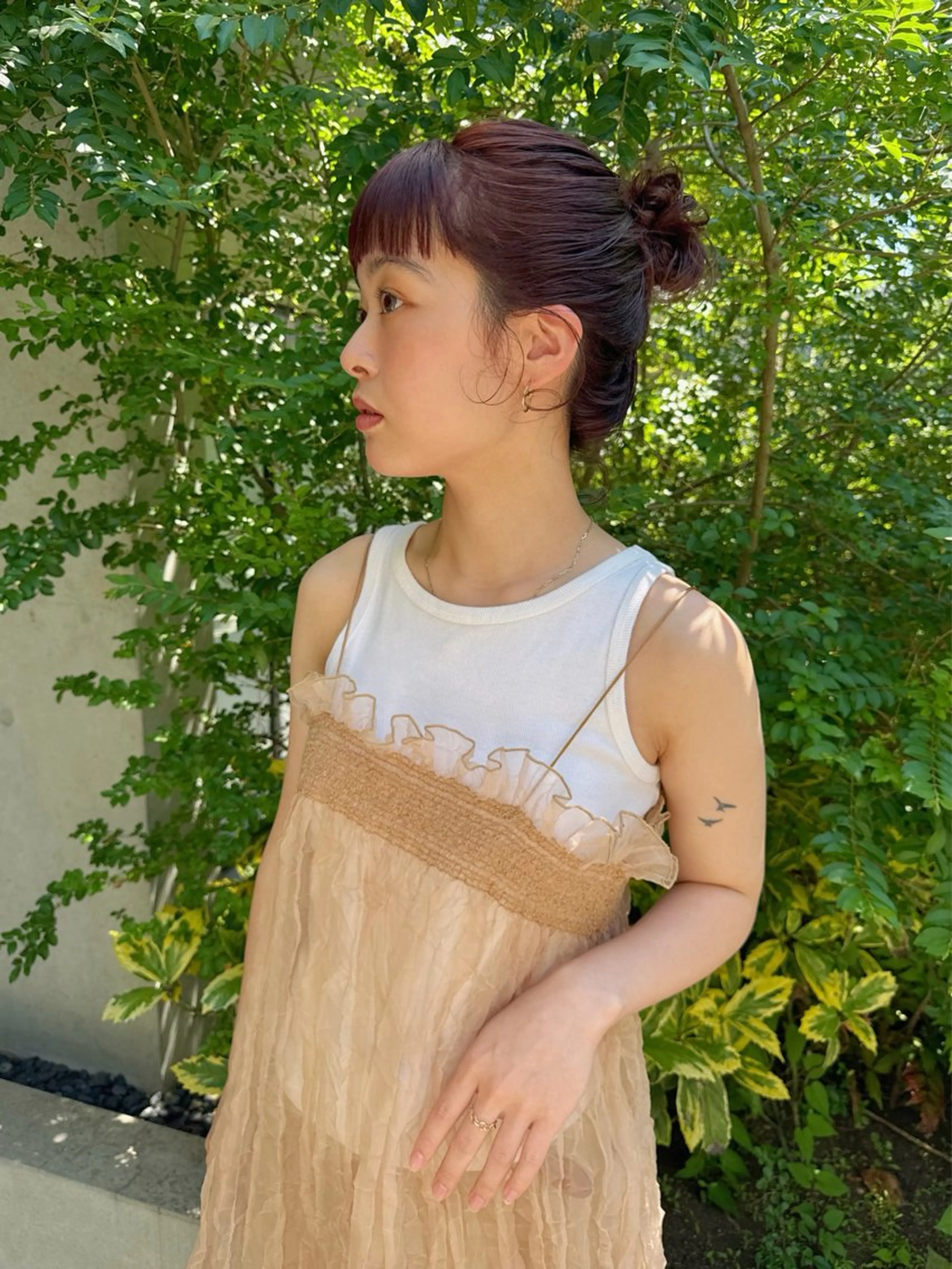 セミロング カラー ブリーチ ダブルカラー ブリーチなしカラー ヘアカラー トリートメント ヘッドスパ ayaka/暖色 /ニュアンスボブのヘアスタイル