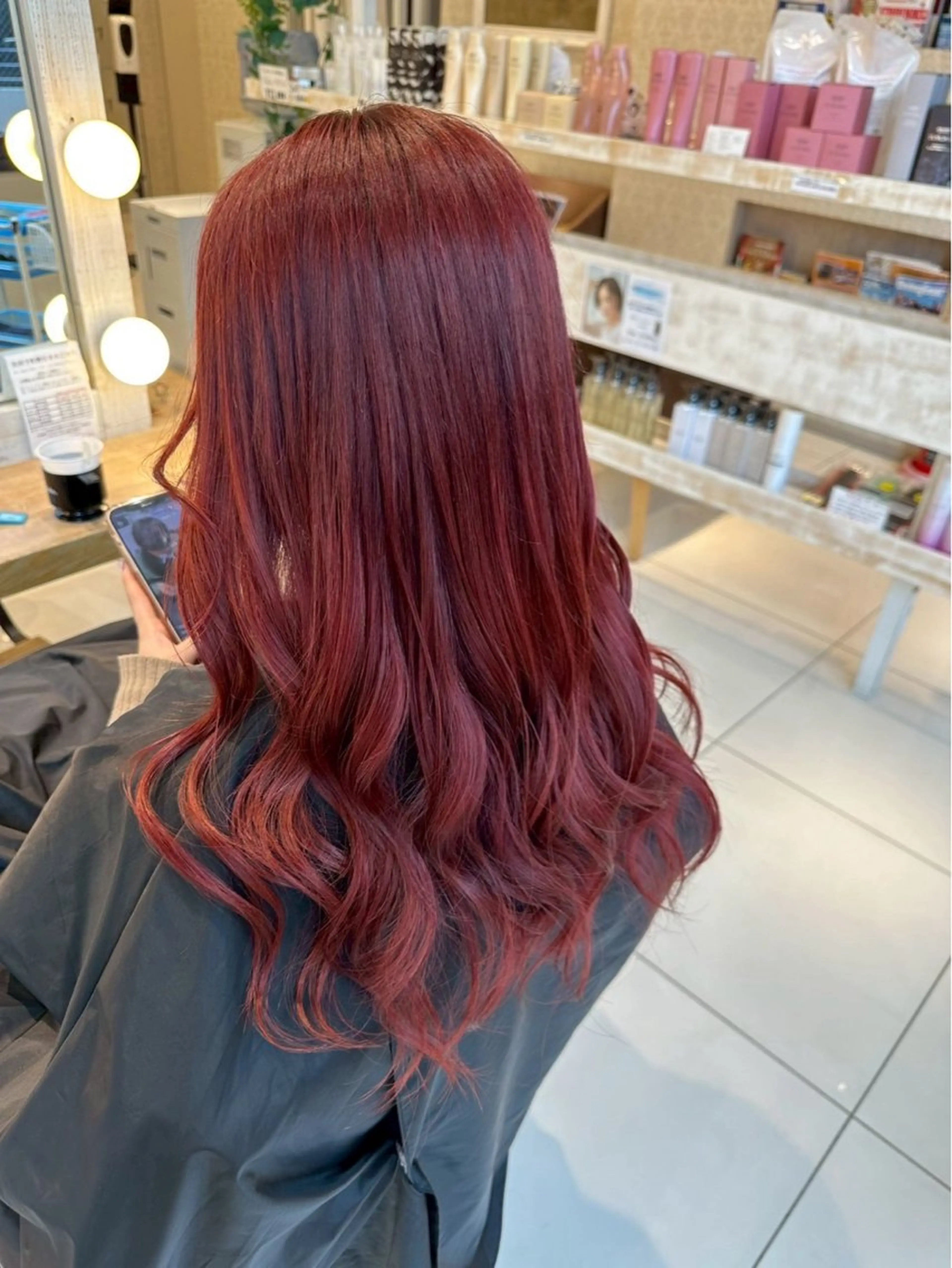 ロング カラー レッドカラー ヘアセット 🍒Natsuka /ガーリー/アレンジのヘアスタイル