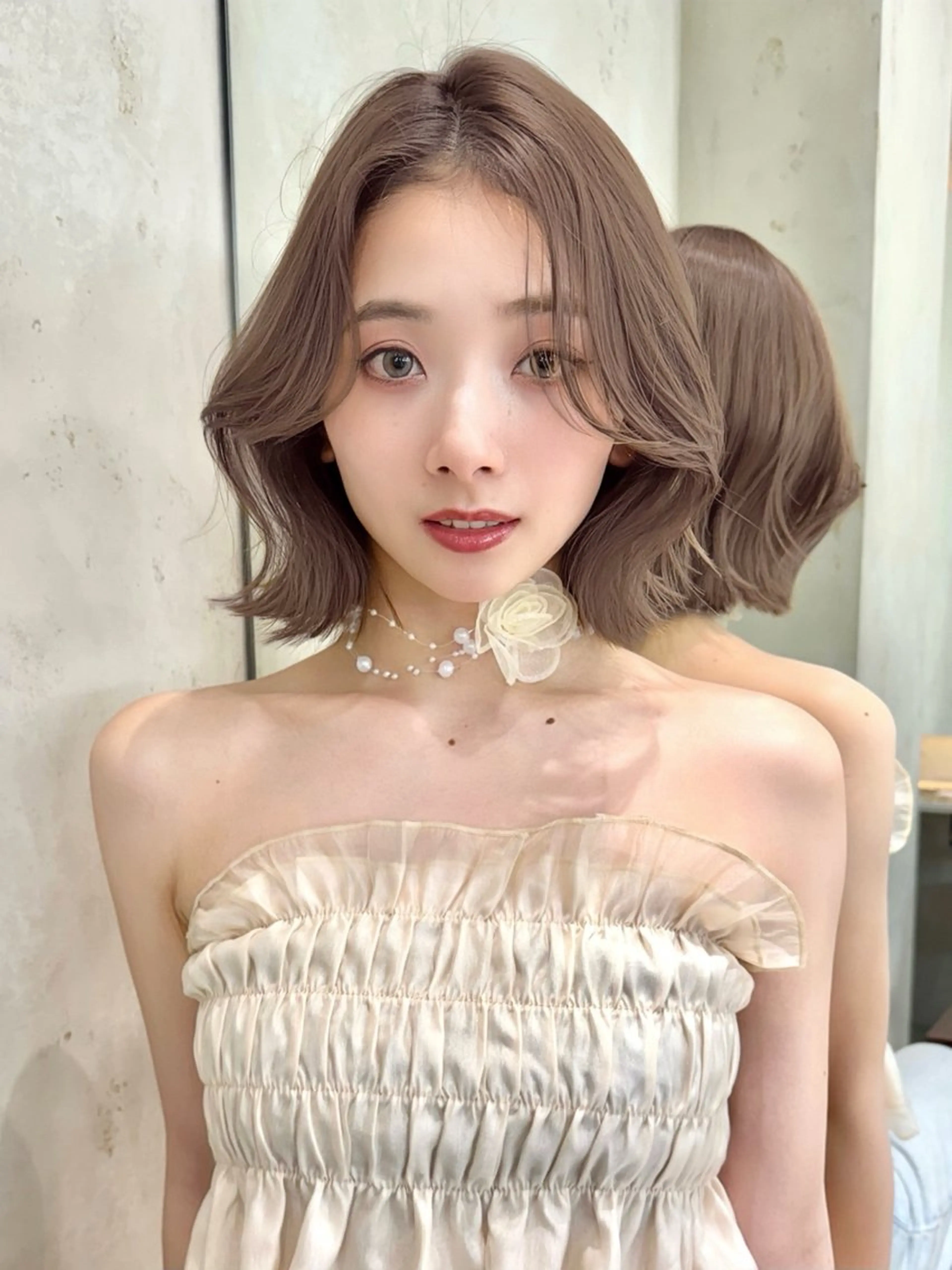 ショート カラー カット ヘアカラー トリートメント 莉乃/縮毛矯正/髪質 改善/艶カラーのヘアスタイル