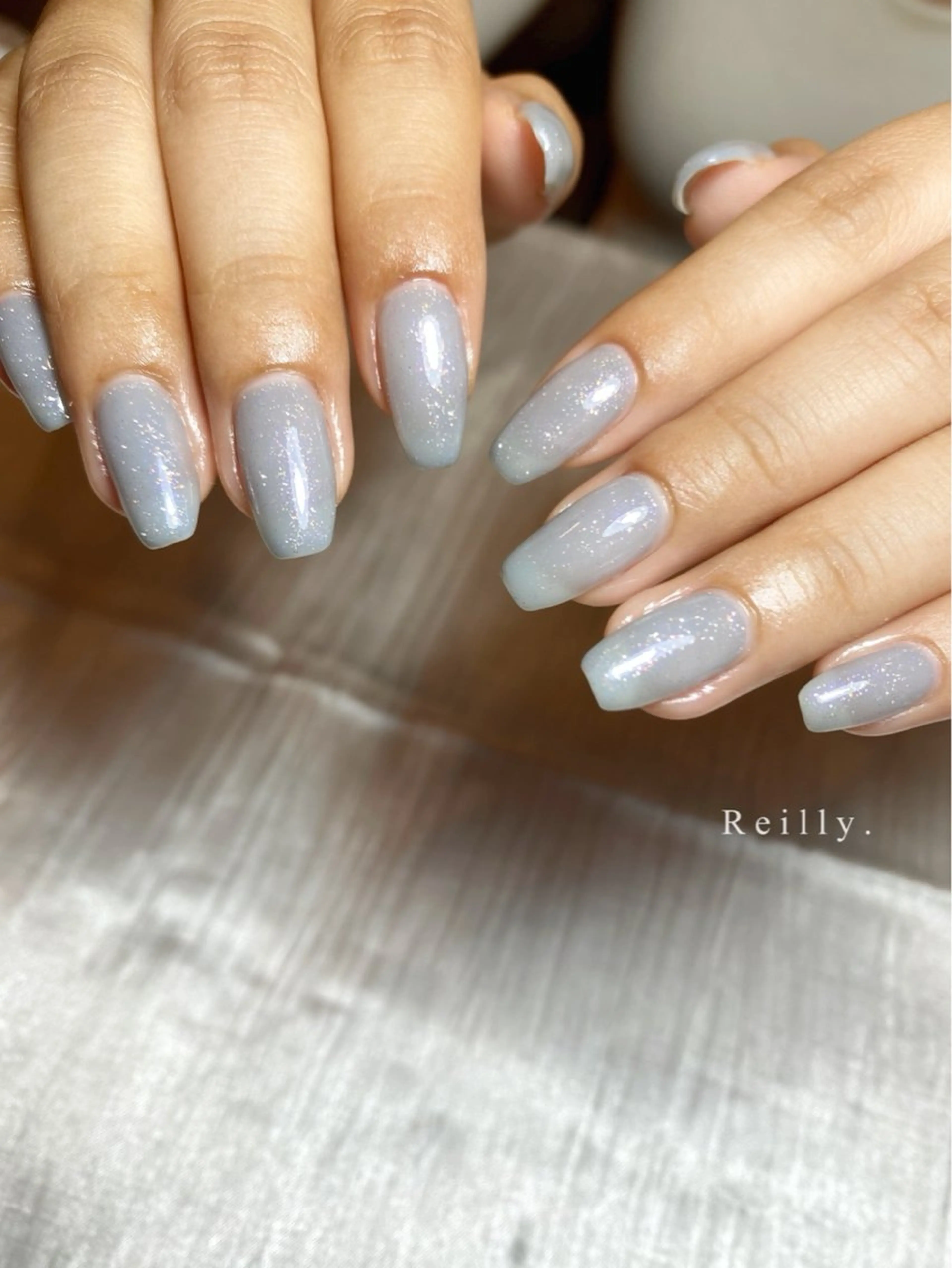 ネイル フラッシュネイル フレンチネイル ジェルネイル グラデーション ラメ(グリッター) ハンドネイル ハンドケア REILLY.　private nail salon所属・Marina 《REILLY.》のネイルデザイン