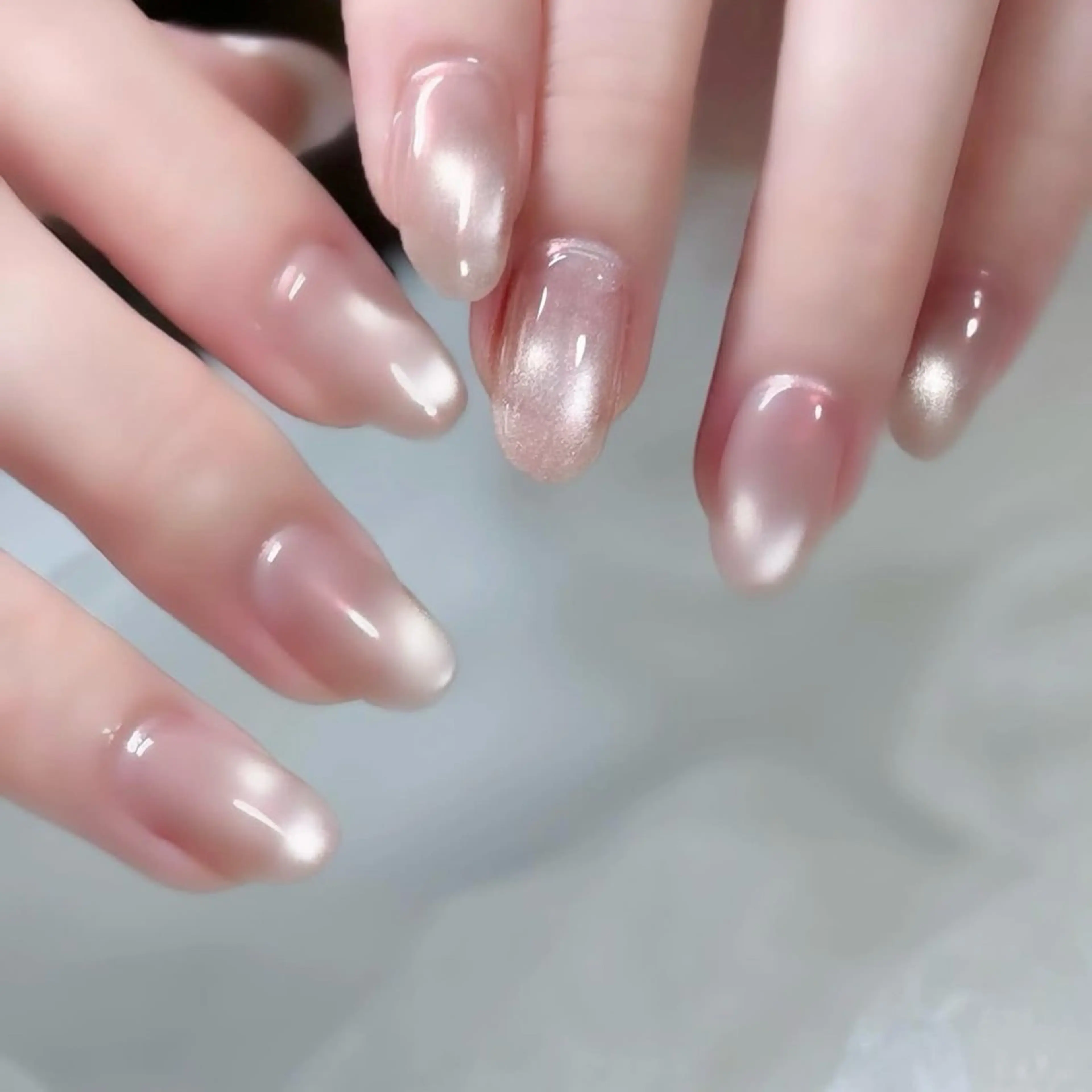 ネイル ビー玉ネイル ピンク ピンクベージュ ハンドネイル フットネイル 中野駅徒歩1分 ミオのネイルデザイン