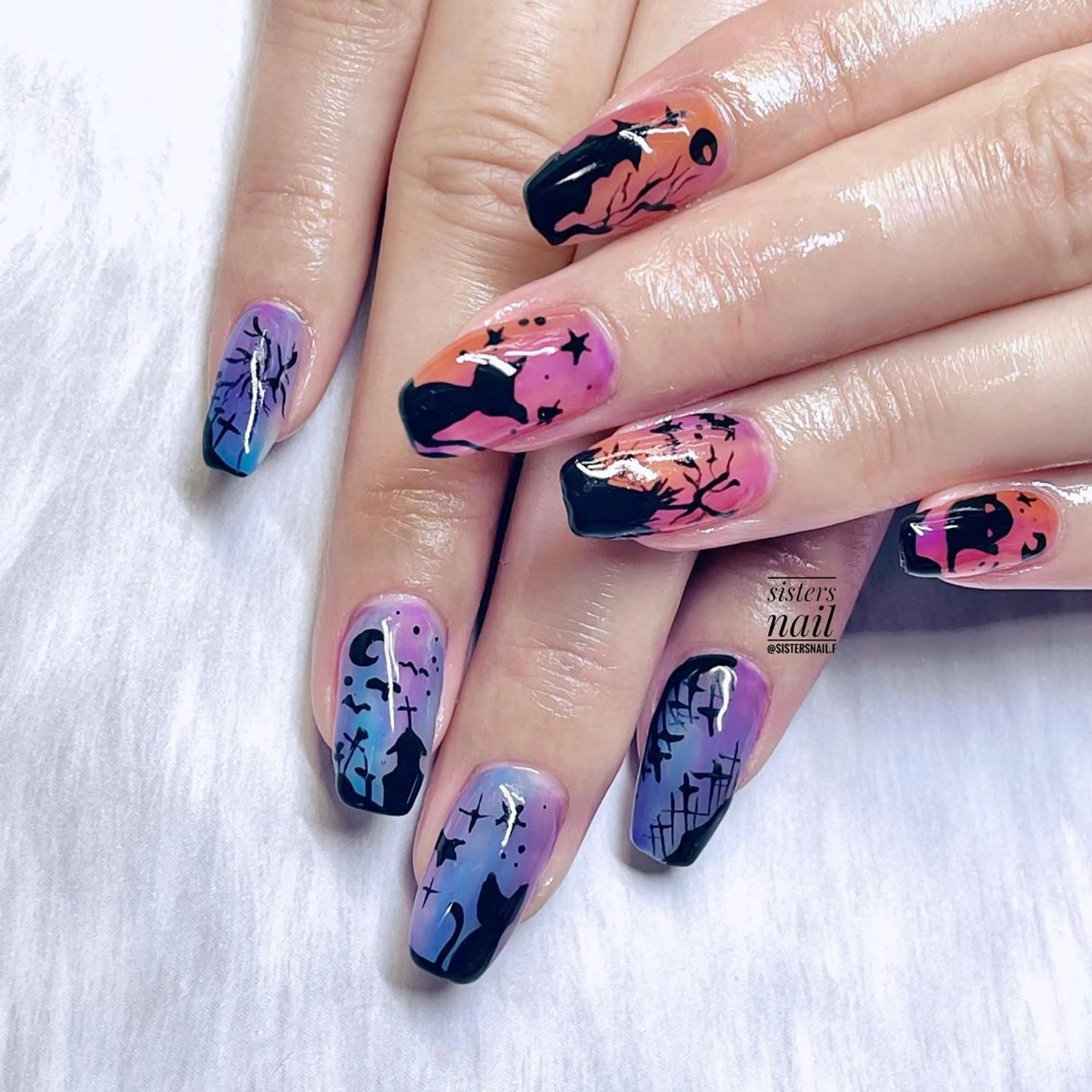 ネイル アートネイル ジェルネイル ハロウィン sisters nail.fのネイルデザイン