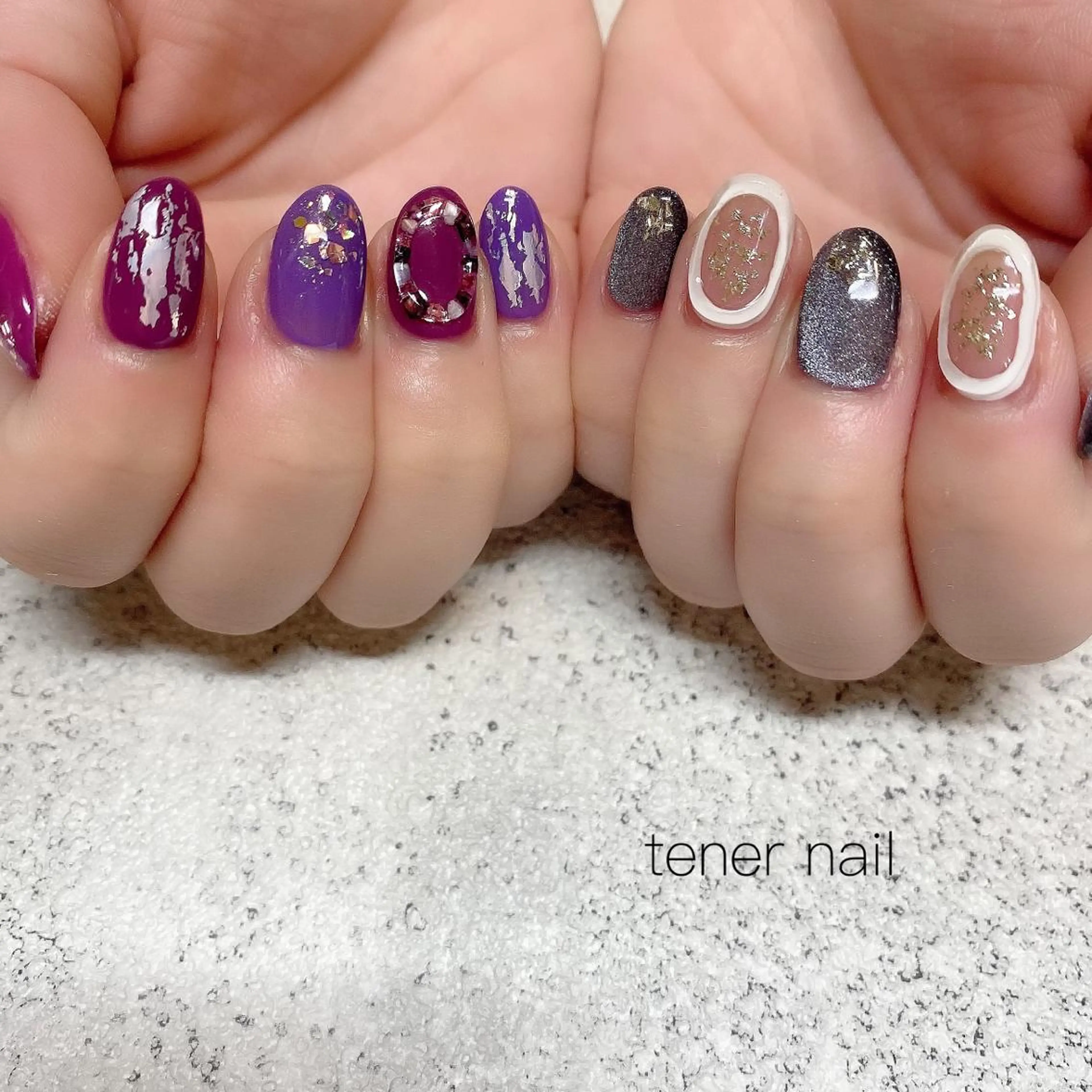 ネイル ネイビー パープル テネルネイル tener nailのネイルデザイン
