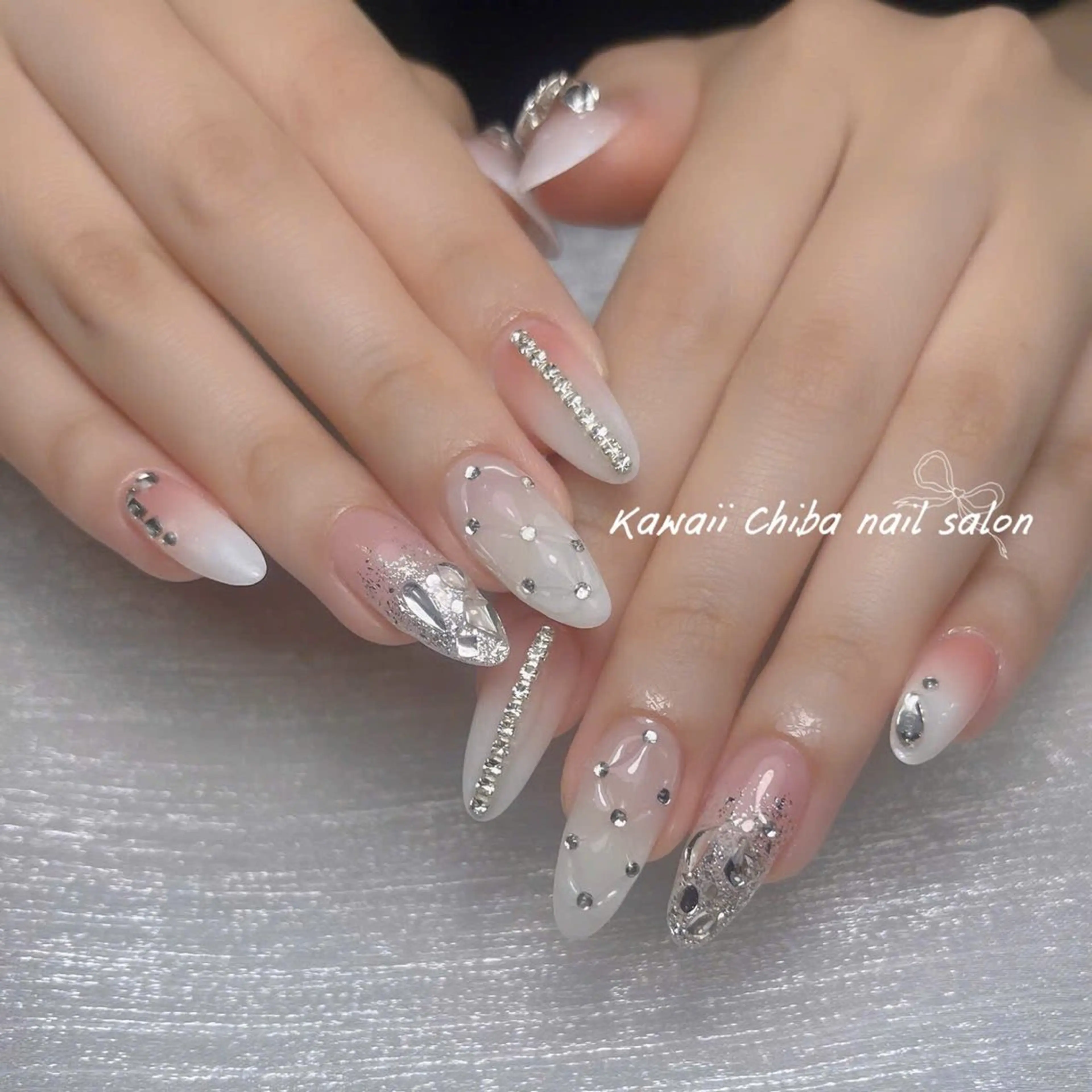 ネイル チークネイル ドット フレンチネイル 韓国ネイル レース ハンドネイル ハンドケア Kawaii Nail Salonのネイルデザイン