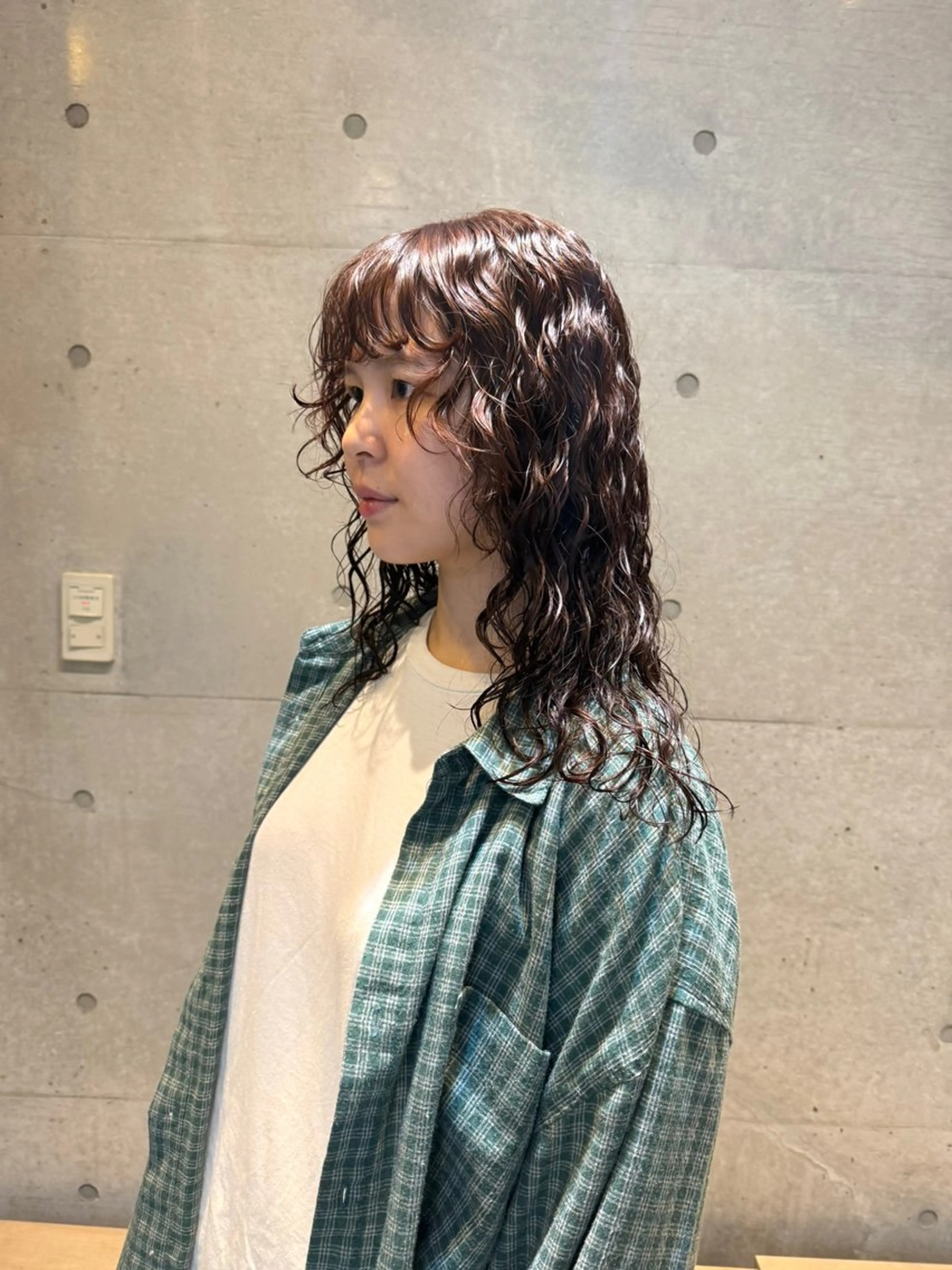 セミロング カット ヘアカラー パーマ デジタルパーマ/ ウェーブパーマ/神野のヘアスタイル